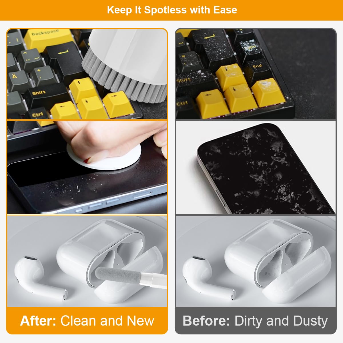 BANKKY 20-in-1 Electronic Cleaning Kit - Laptop Screen Cleaner, Phone Screen Cleaner, Keyboard Cleaning Spray & Brush for Camera Lens, Earbuds, iPhone, MacBook - Perfect for Home, Office & Travel Use
