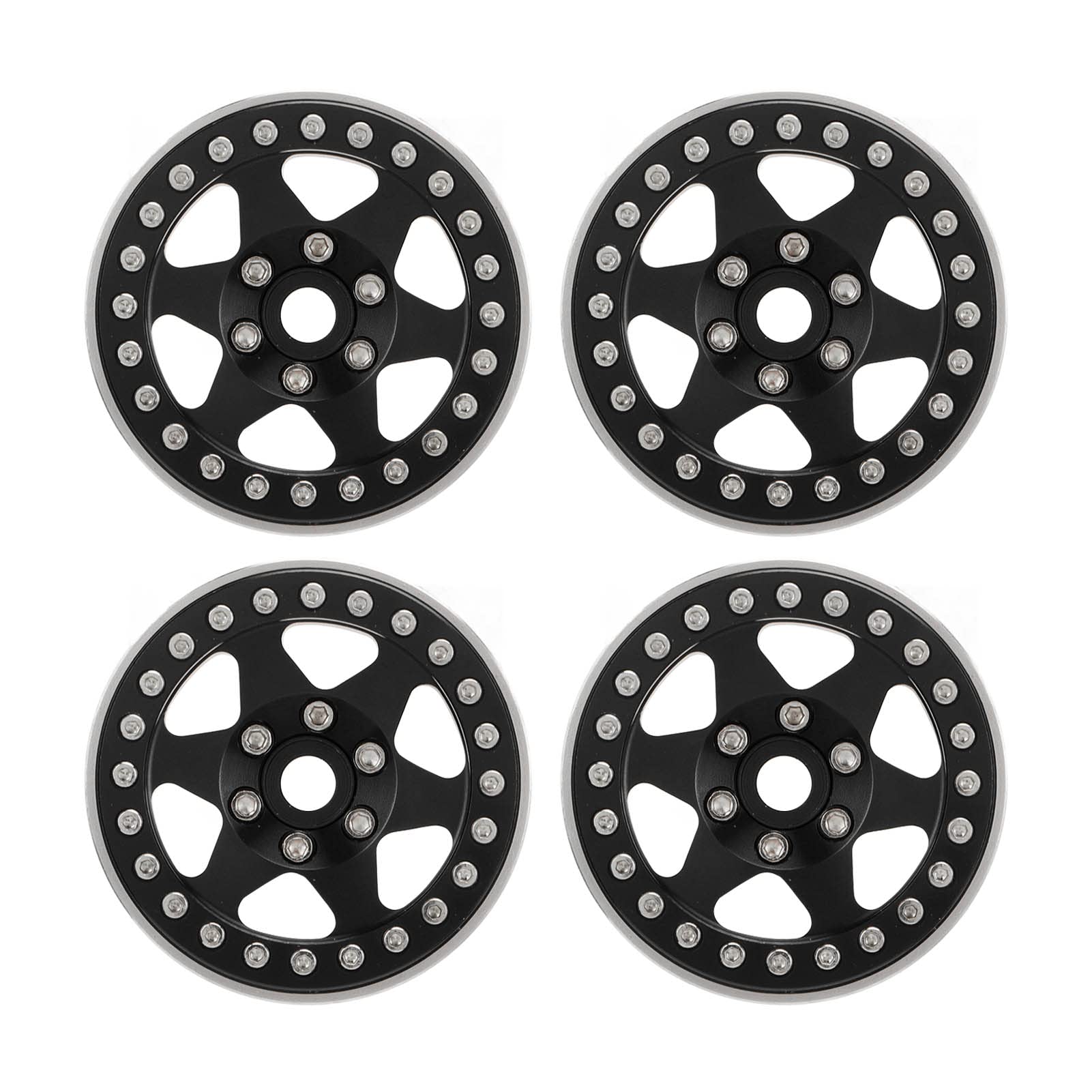 Raguso RC Car Wheels - Aluminum Alloy Beadlock Rims for Redcat RC Vehicles (Black) | High-Stability Off-Road Performance for Racing & Crawling