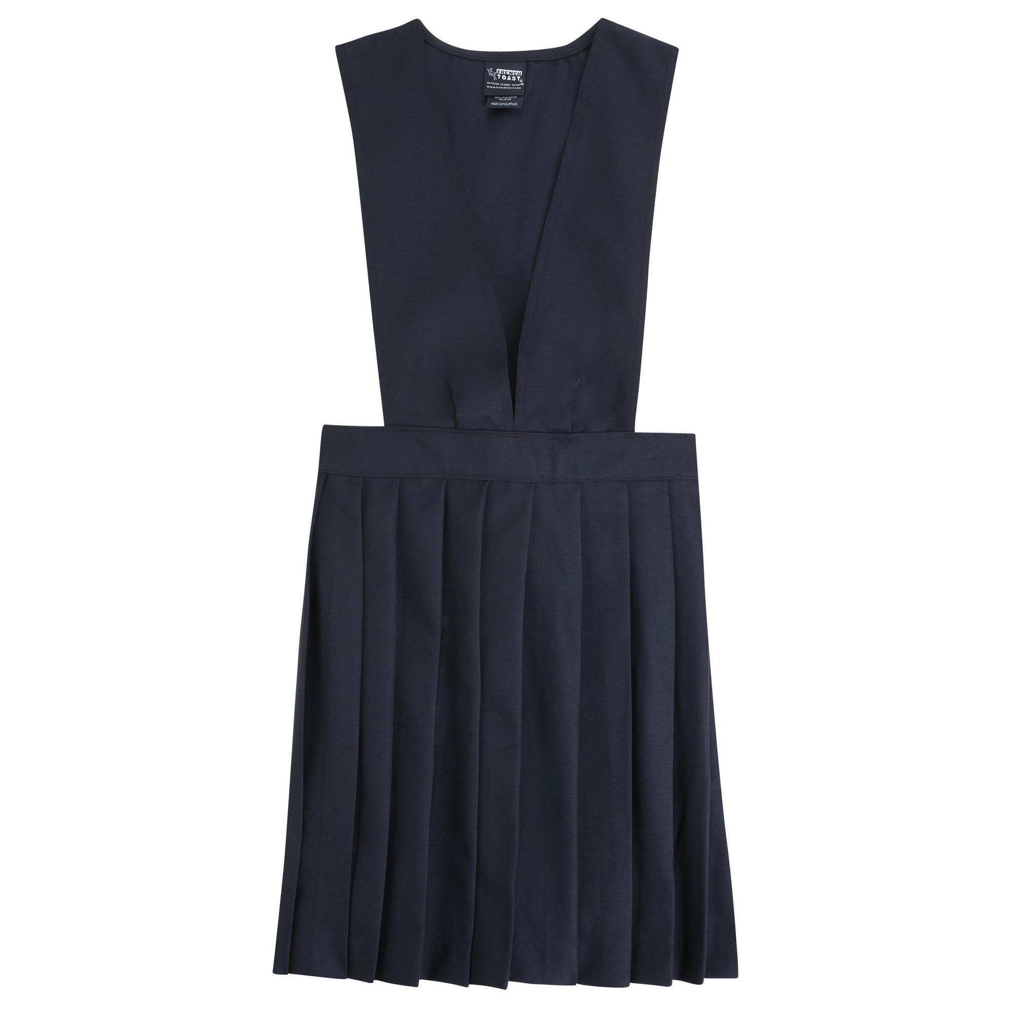 French Toast Big Girls' Stacy V-Neck Wide Strap Jumper Dress - Cute & Comfortable Outfit for School, Playdates & Special Occasions