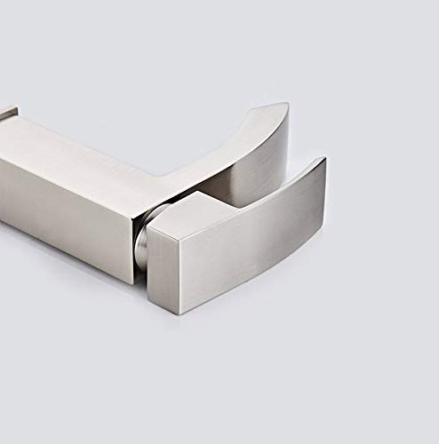 Modern Single Handle Bathroom Sink Faucet - Brushed Nickel One Hole Deck Mount Lavatory Faucet (Model FC1030) for Bathroom, Powder Room & Guest Bath Renovation