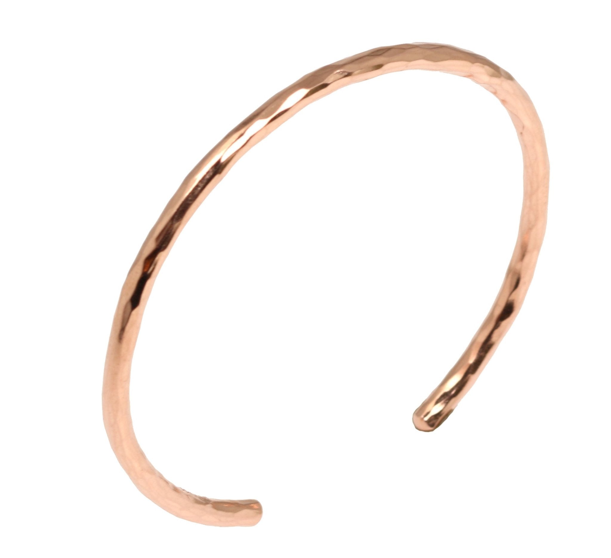 3mm Wide Hammered Copper Cuff Bracelet - Solid Copper Bangle for Women - Boho Jewelry for Everyday Wear & Special Occasions