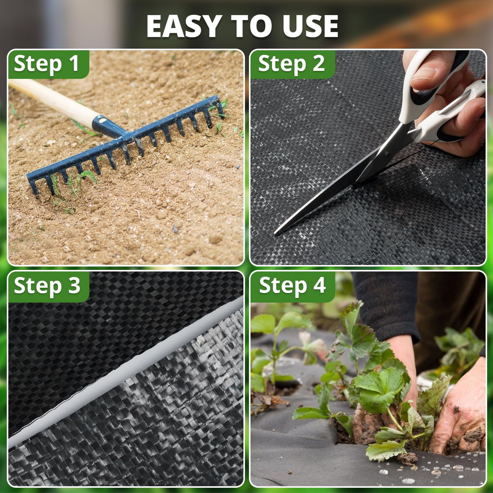 6ft x 300ft Heavy Duty Weed Barrier Landscape Fabric - 3.2oz Woven Geotextile Ground Cover for Gardening, Mulch Cloth, Garden Bed Liner - Perfect for Landscaping, Driveway, Farm, Greenhouse & Weed Control