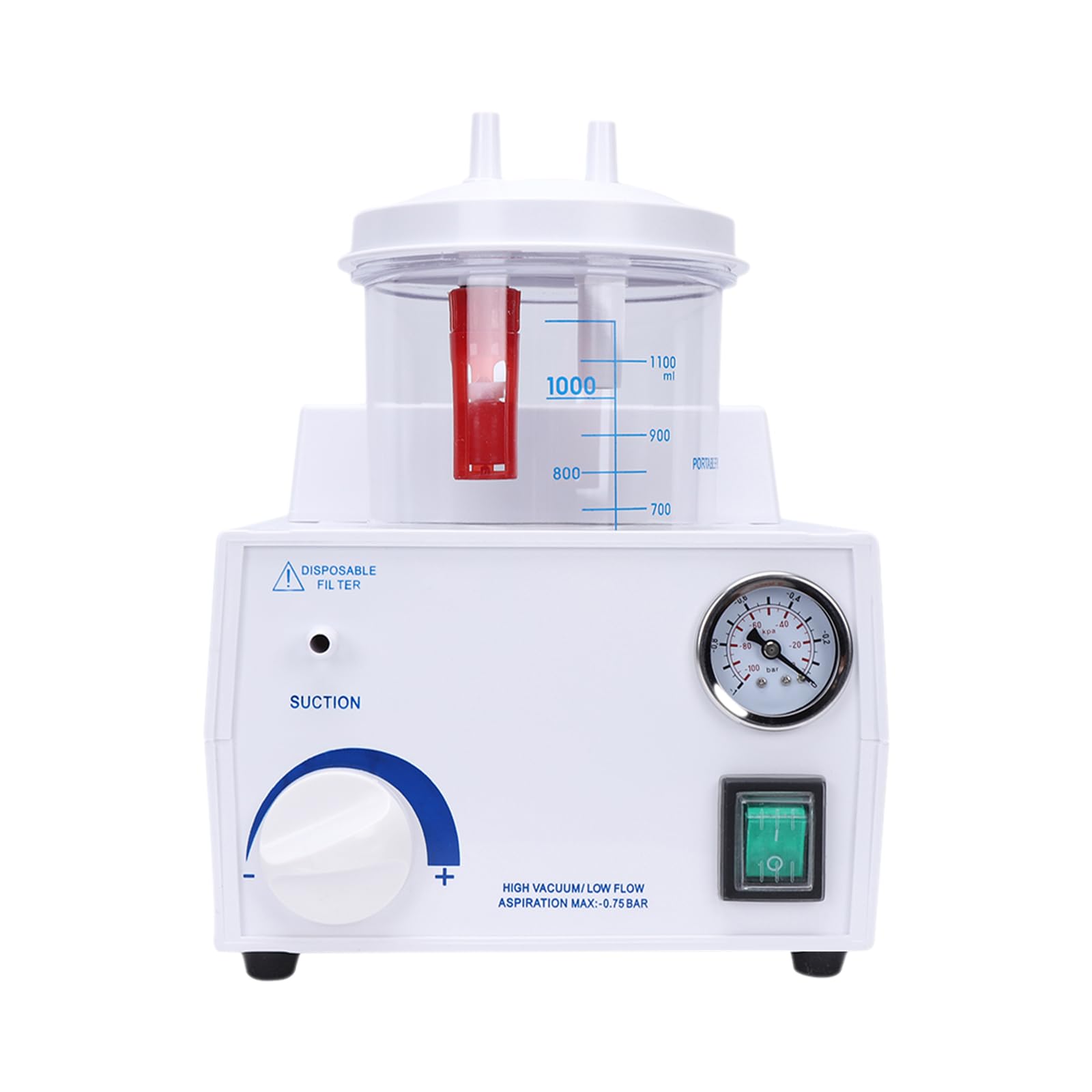 Portable Dental Suction Machine 110V - 1000mL Emergency Medical Vacuum Unit for Home & Lab Use - Compact 7.71x9.25x9.57inch - Perfect for Dental Clinics, First Aid Kits & Small Medical Practices