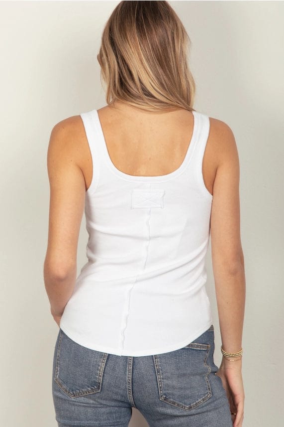 White Ribbed Sleeveless Tank Top for Women - Soft Cotton Summer Casual Wear - Perfect for Gym, Beach & Everyday Outfits