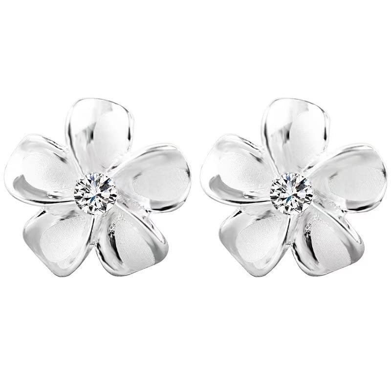 925 Sterling Silver Flower Stud Earrings for Women & Girls – Hypoallergenic Cubic Zirconia Jewelry Gift – Perfect for Weddings, Parties & Everyday Wear