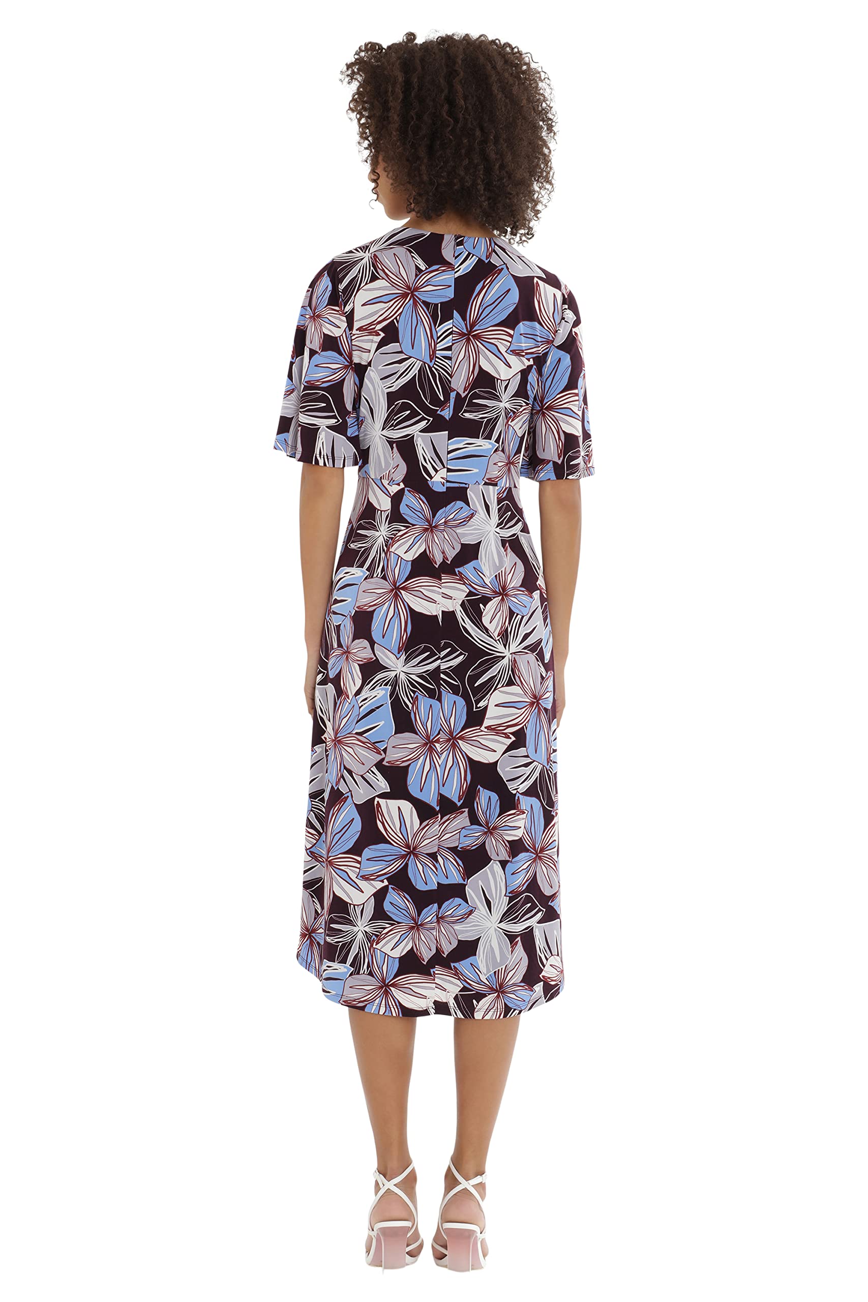 Maggy London Women's Waist Tie Wrap Skirt Dress - Elegant Flowy Midi Dress for Work, Party & Special Occasions