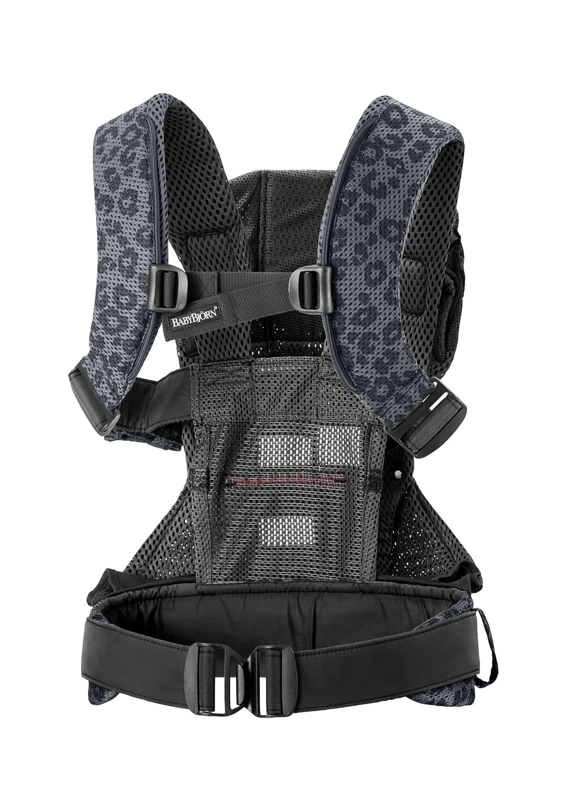 BabyBjörn Baby Carrier One Air - Breathable 3D Mesh Infant Carrier, Ergonomic Design for Newborn to Toddler (Anthracite/Leopard Print) - Perfect for Hiking, Shopping & Everyday Parenting