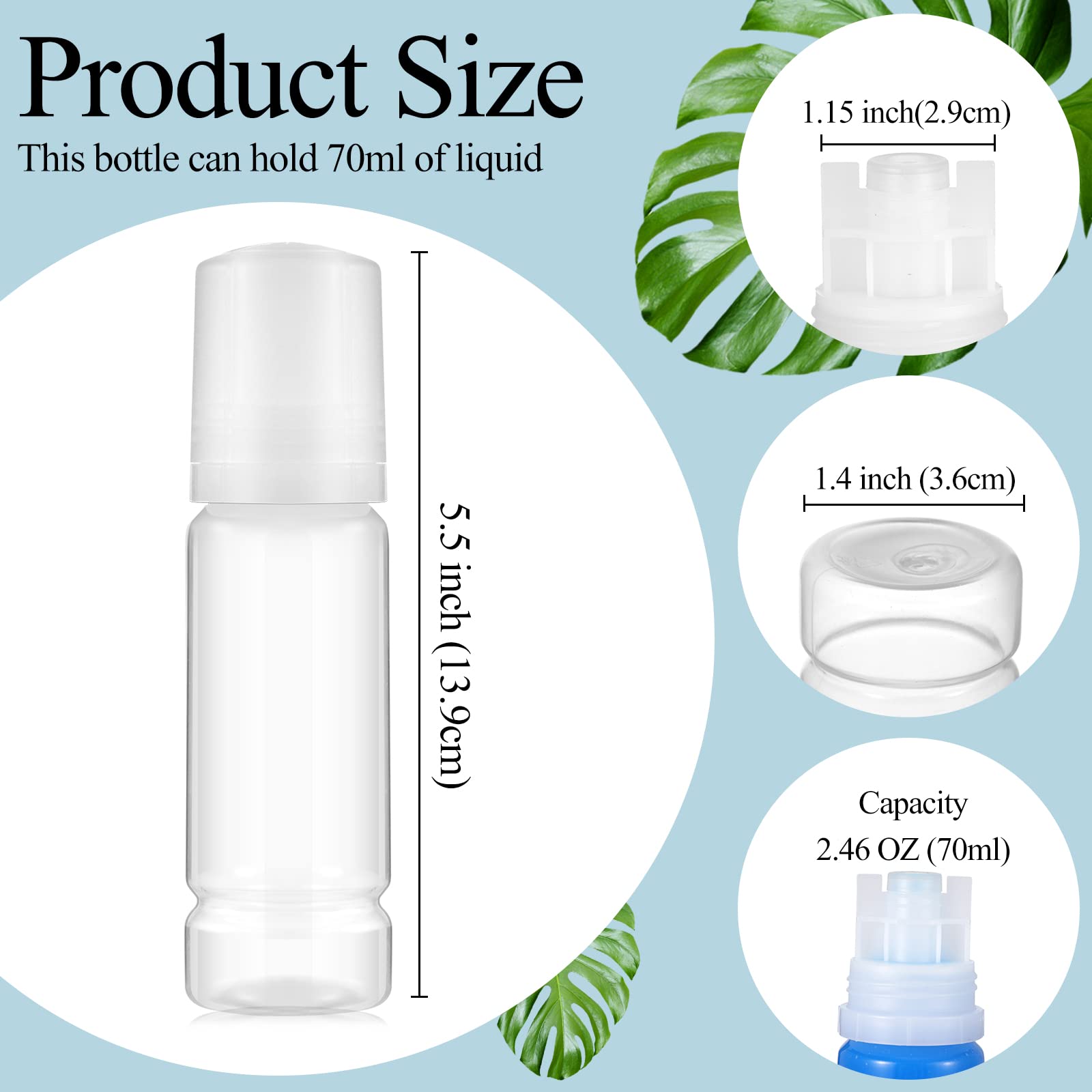 Zubebe 12-Pack 70ml Empty 502 Ink Refill Bottles - Universal Ink Refill Containers for Printer Cartridges - Perfect for Home, Office & School Printing Needs