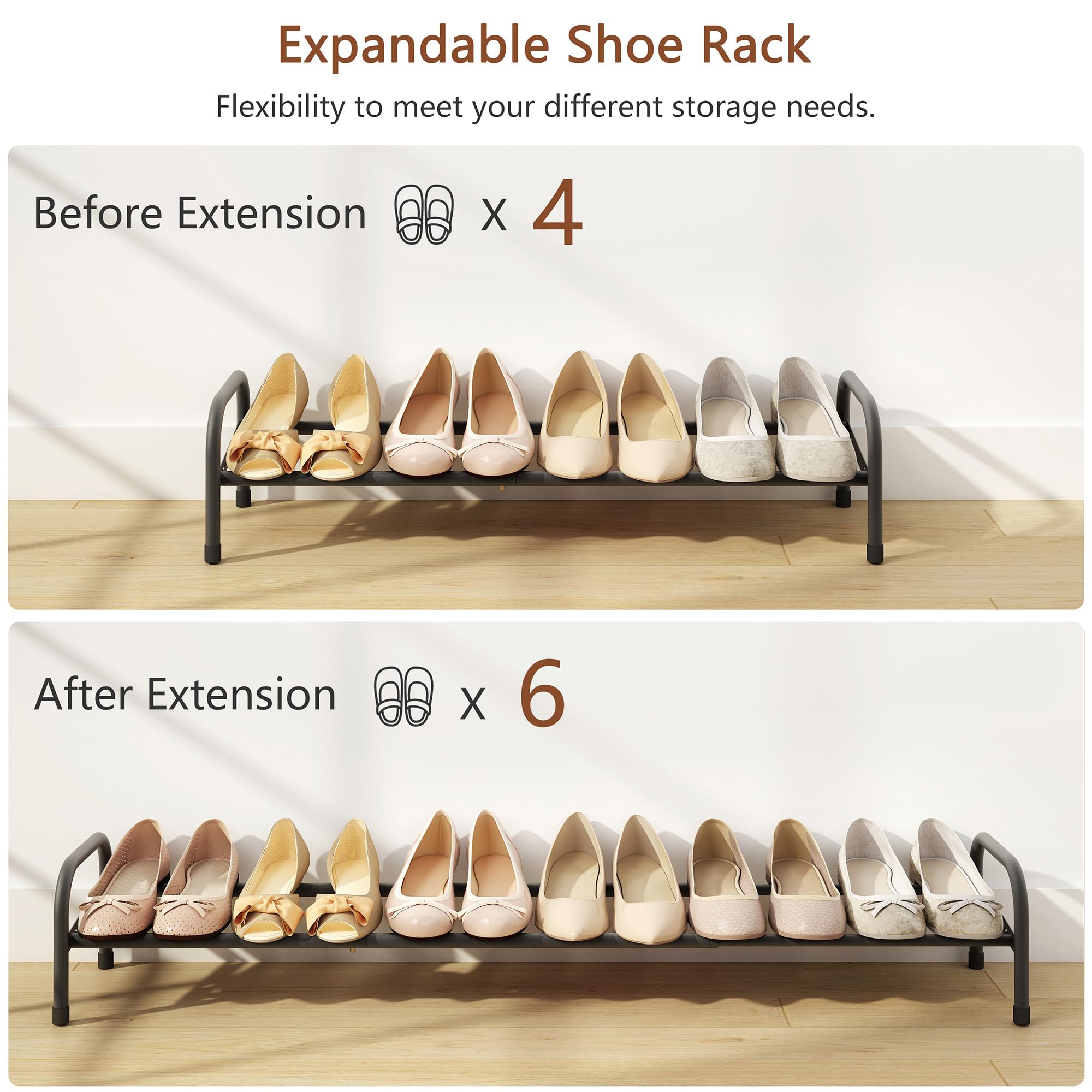 1-Tier Adjustable Metal Shoe Rack Organizer - 41.53