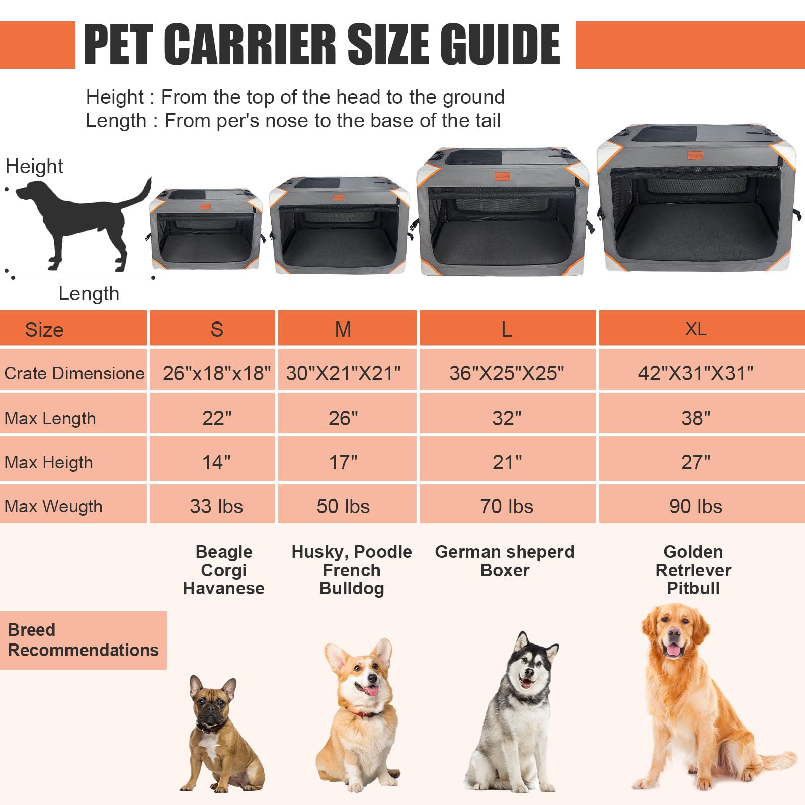 Foldable Dog Crate for Travel - 36 Inch Portable Pet Carrier for Medium & Large Dogs | 4-Door Collapsible Kennel with Breathable Mesh | Durable Indoor/Outdoor Use | Includes Soft Dog Blanket | Perfect for Car Rides, Camping & Vet Visits