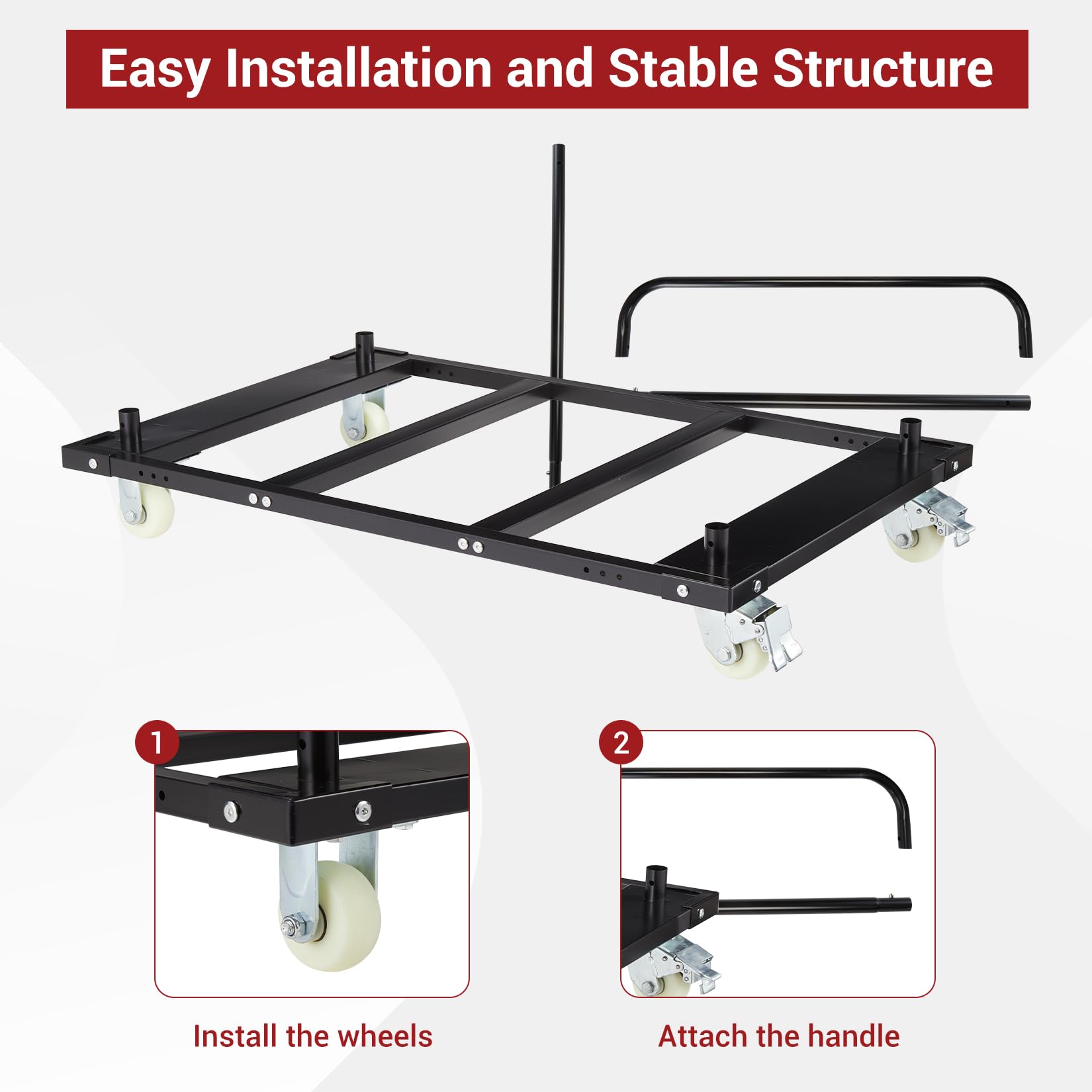 Heavy Duty Folding Table Cart - 1500 LBS Capacity Steel Panel Truck with Wheels, Multi-Purpose Utility Wagon for Garage, Home & Office - Perfect for Moving Drywall, Lumber, Mattress & Furniture
