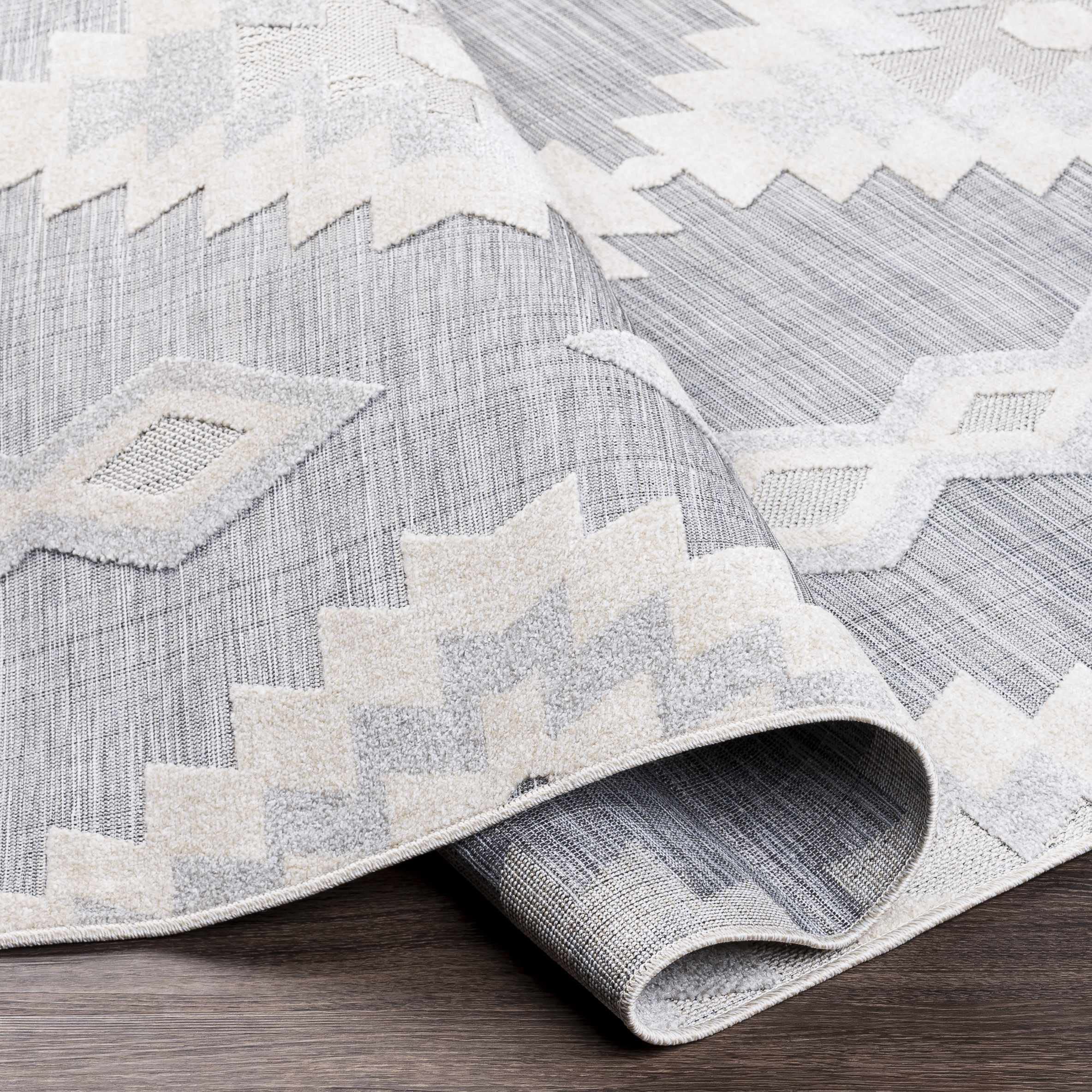 Hauteloom Alburg Southwestern Area Rug - Cream, Light Slate, Gray - 7'10