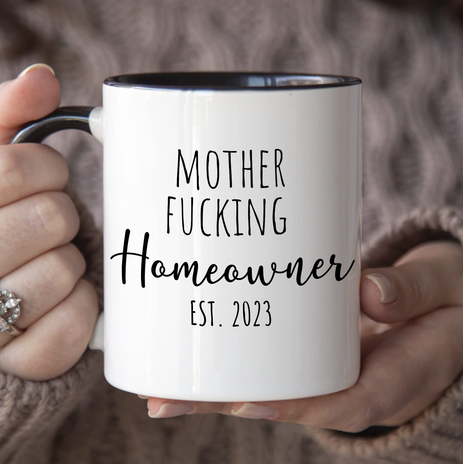 YouNique Designs 11oz Housewarming Mug for New Homeowners - Ceramic Coffee Cup for Women & Men - First Time Home Buyer Gift - Perfect for Housewarming Parties & Daily Coffee Use (Black Handle)