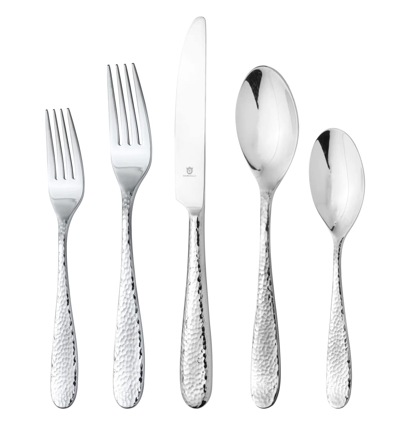 60-Piece Fidenza Hammered 18/10 Stainless Steel Silverware Cutlery Set - Service for 12 - Durable & Elegant Flatware for Everyday Dining, Dinner Parties & Special Occasions