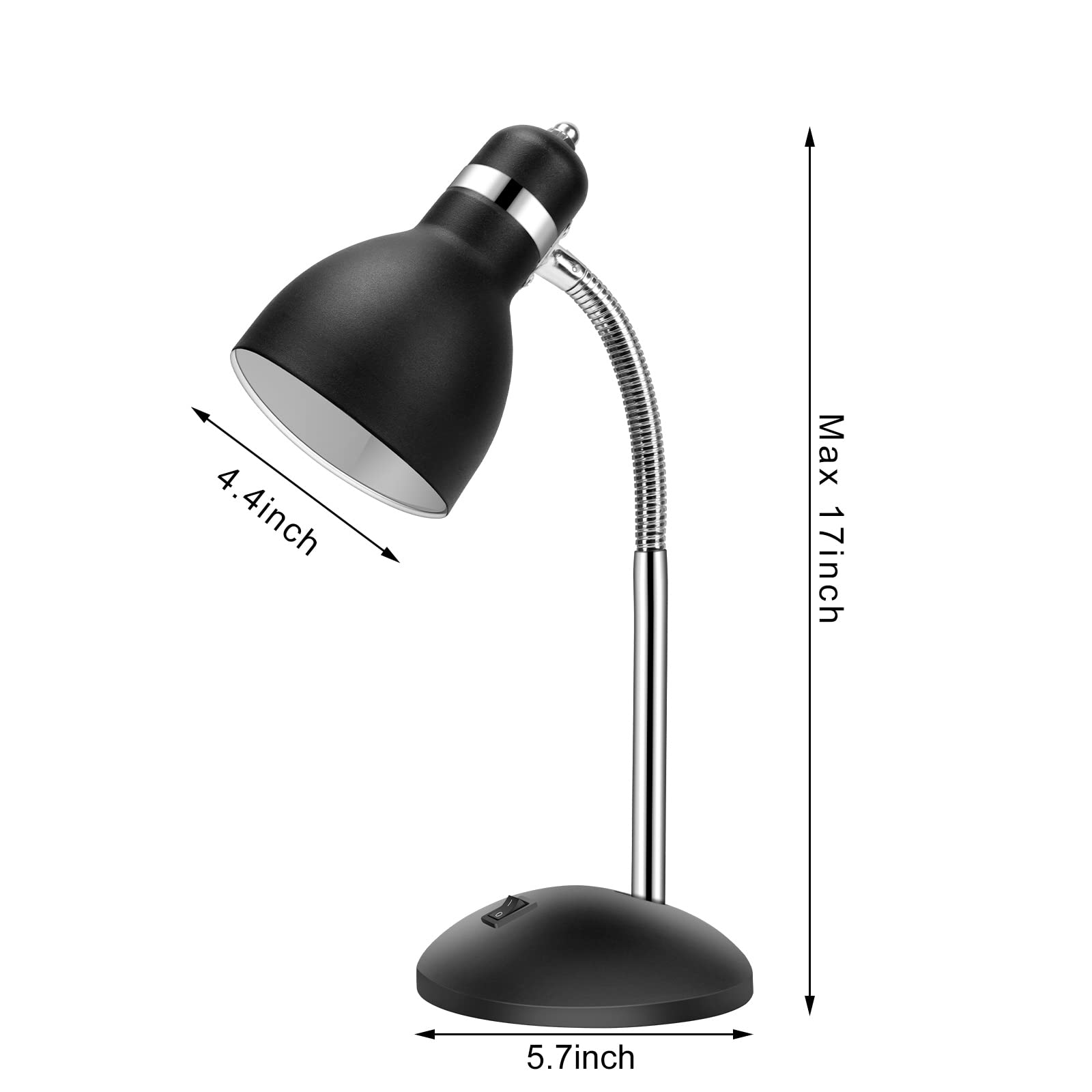 LINNMON Adjustable Gooseneck Desk Lamp with ON/Off Switch - Flexible Study Lamp for Dorm Room, Bedroom, Office & Classroom - Perfect for Reading, Studying & Nightstand Use