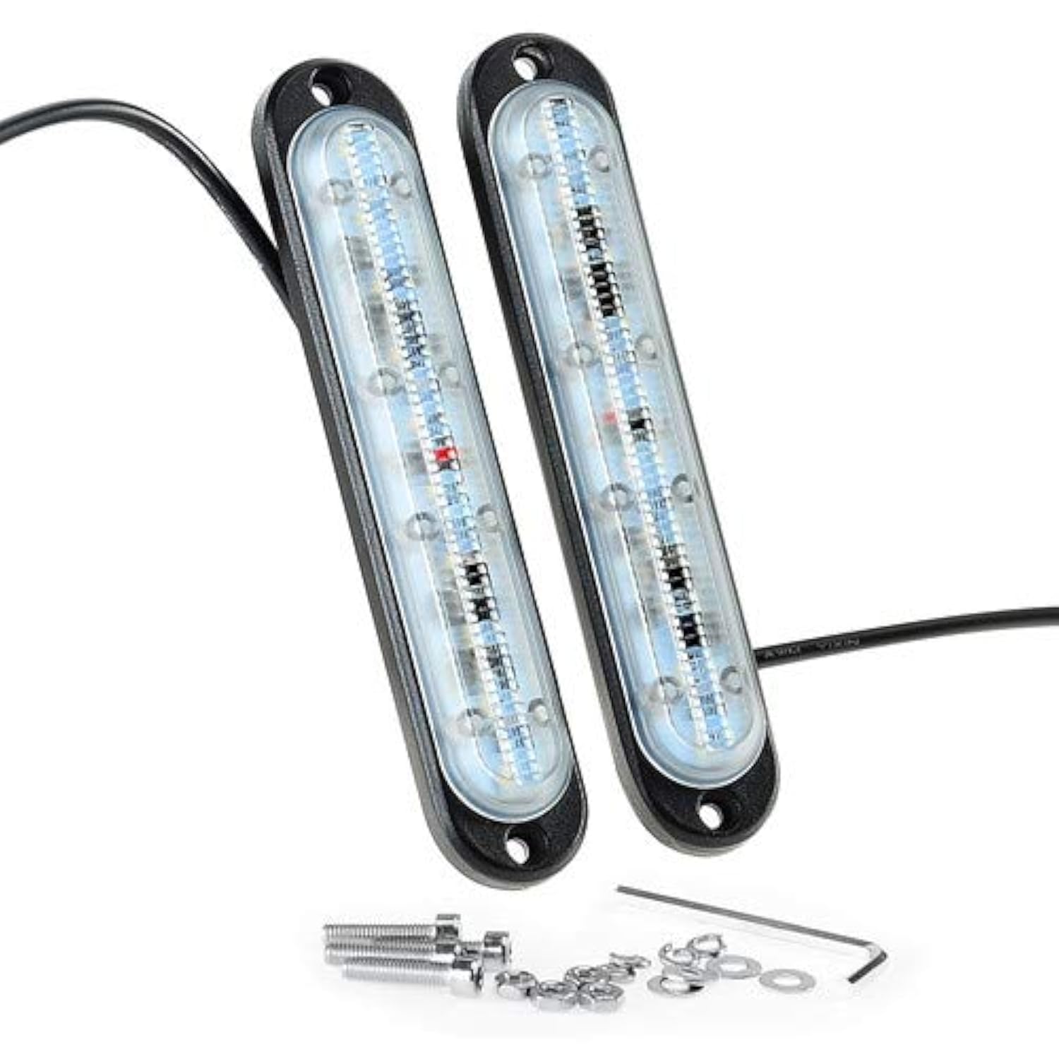 Kawell 2 Pack 10W LED Mini Light Bar - Universal Bumper DRL Fog Lights for Motorcycle, ATV, SUV, Boat & Mining Vehicles - Waterproof Off-Road Lighting for Night Driving, Camping & Emergency Use