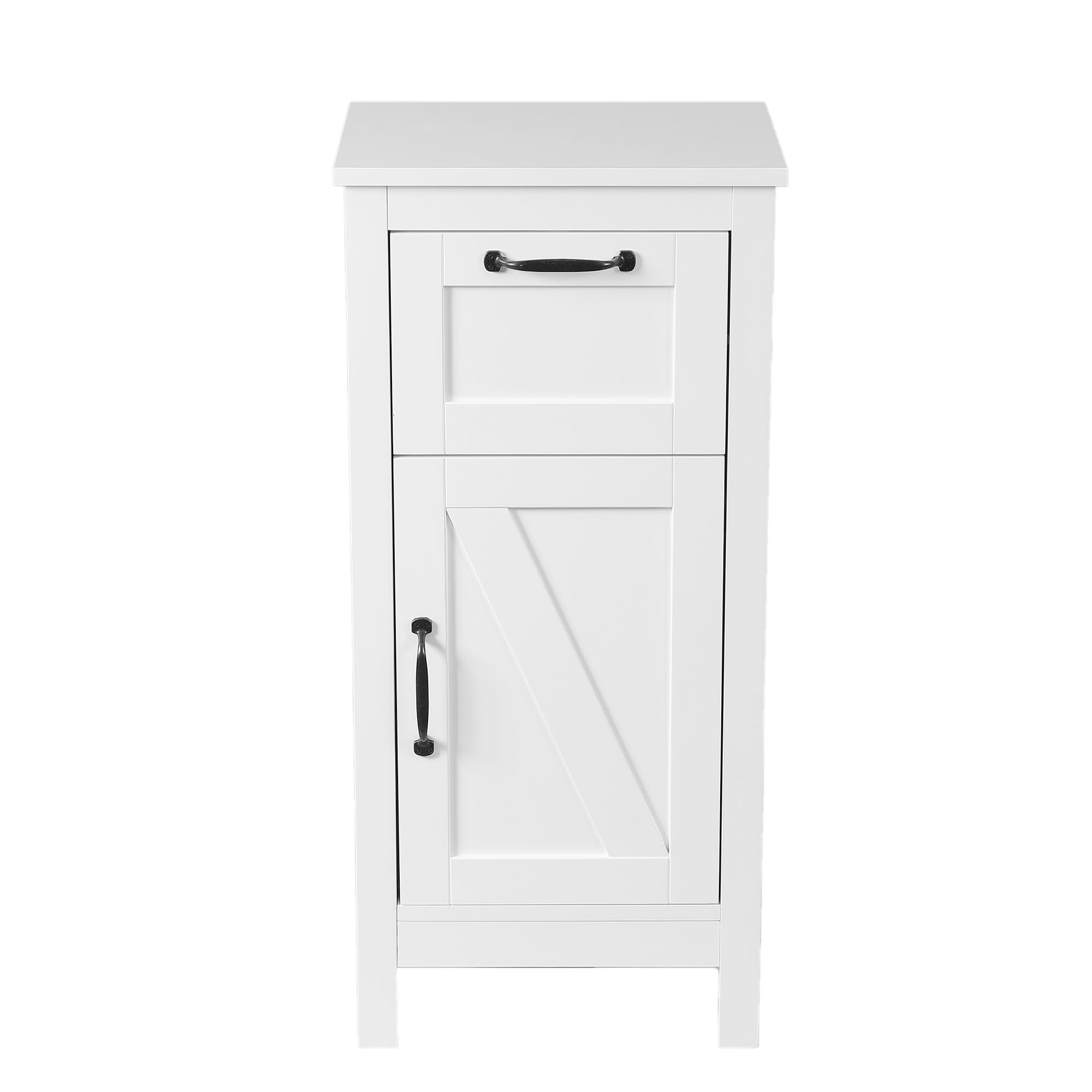 LuxenHome White MDF Wood Bathroom Storage Cabinet with 1 Door - Space Saving Organizer for Towels, Toiletries & Cleaning Supplies in Small Bathrooms
