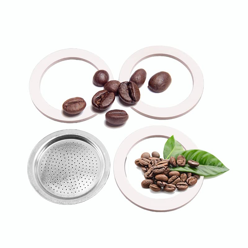 Bialetti Moka Pot Replacement Filter CG94 with 3 Gaskets - Compatible with 6 Cup Stovetop Espresso Makers - Perfect for Home Brewing Italian Coffee