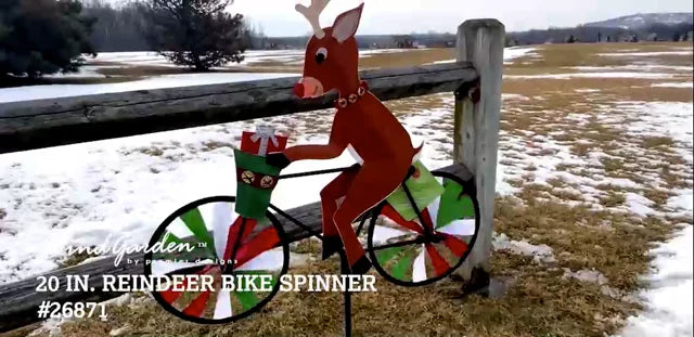 20 Inch Bike Spinner Reindeer - Festive Christmas Bike Wheel Spinner for Holiday Decorations - Perfect for Outdoor and Indoor Holiday Decor