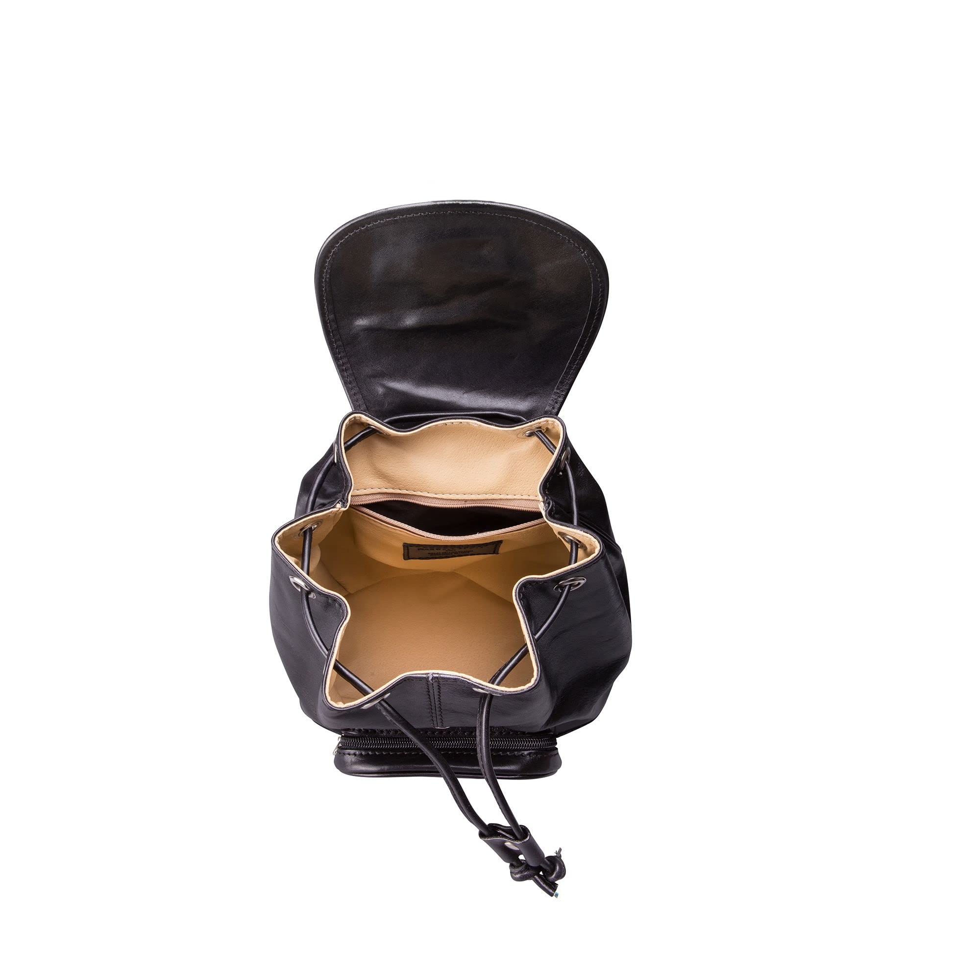 Maxwell Scott Women's Luxury Classic Italian Leather Small Rucksack Backpack - Handmade in Italy - The Popolo Black - Perfect for Travel, Work & Everyday Use