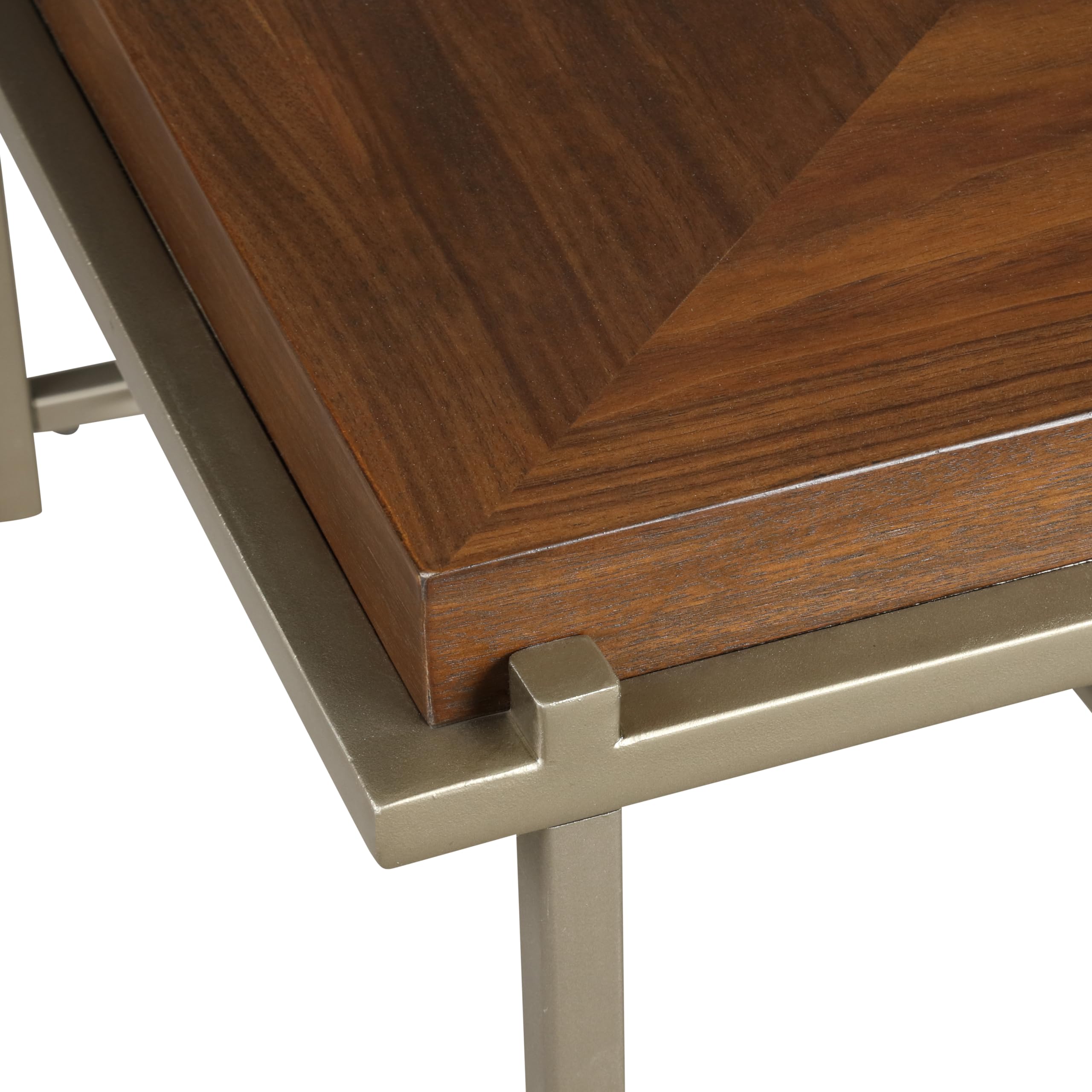Orion Modern 3-Piece Nesting Coffee Table Set with Sturdy Golden Metal Base - Light Walnut Finish for Living Room, Office, Lounge & Bedroom | Space-Saving Design for Small Apartments & Home Decor