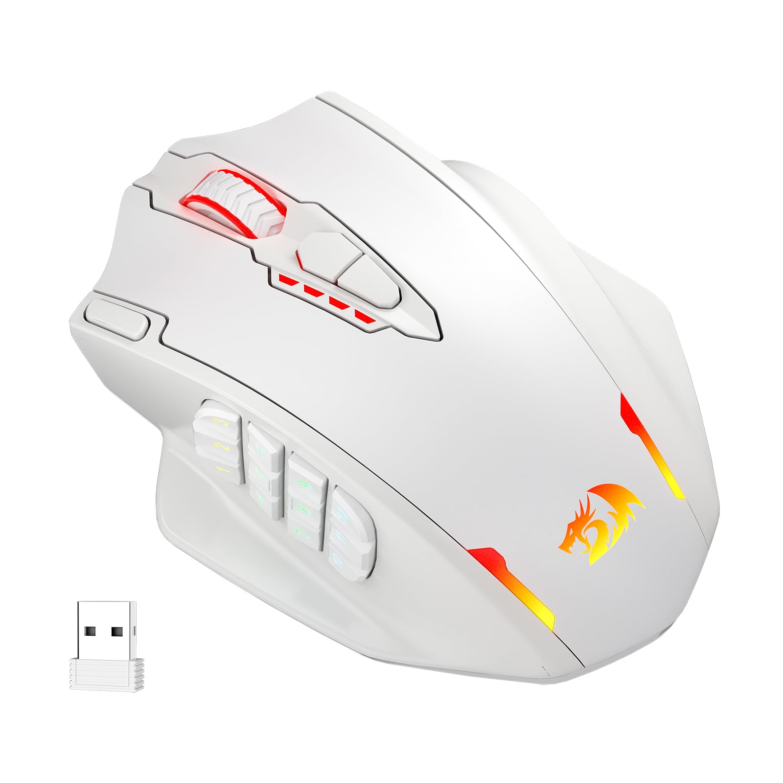 Redragon M913 Impact Elite Wireless Gaming Mouse - 16000 DPI RGB Wired/Wireless Mouse with 16 Programmable Buttons, 45H Battery Life, Pro Optical Sensor - Perfect for MMO Gaming, FPS, and Professional Esports