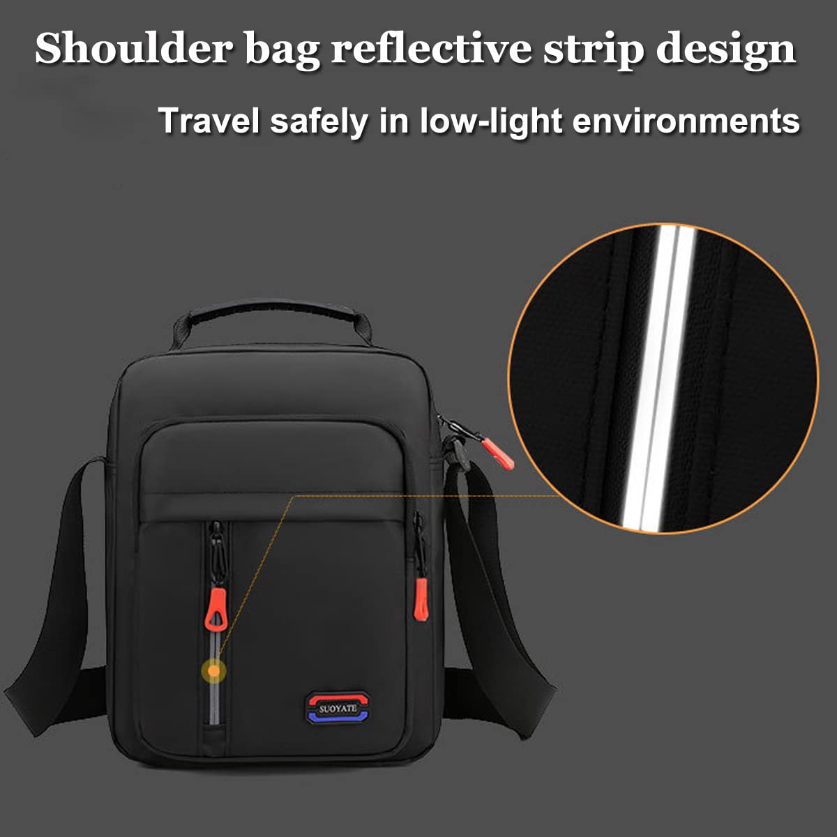 Men's Canvas Shoulder Bag - Small Crossbody Messenger Bag with Multiple Pockets for Phone, Wallet & Essentials | Durable Casual Handbag for School, Work, Travel & Hiking | Perfect Everyday Carry Bag (Black)