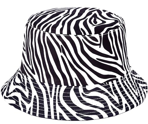 Zebra Print, White Stripe Black Hat