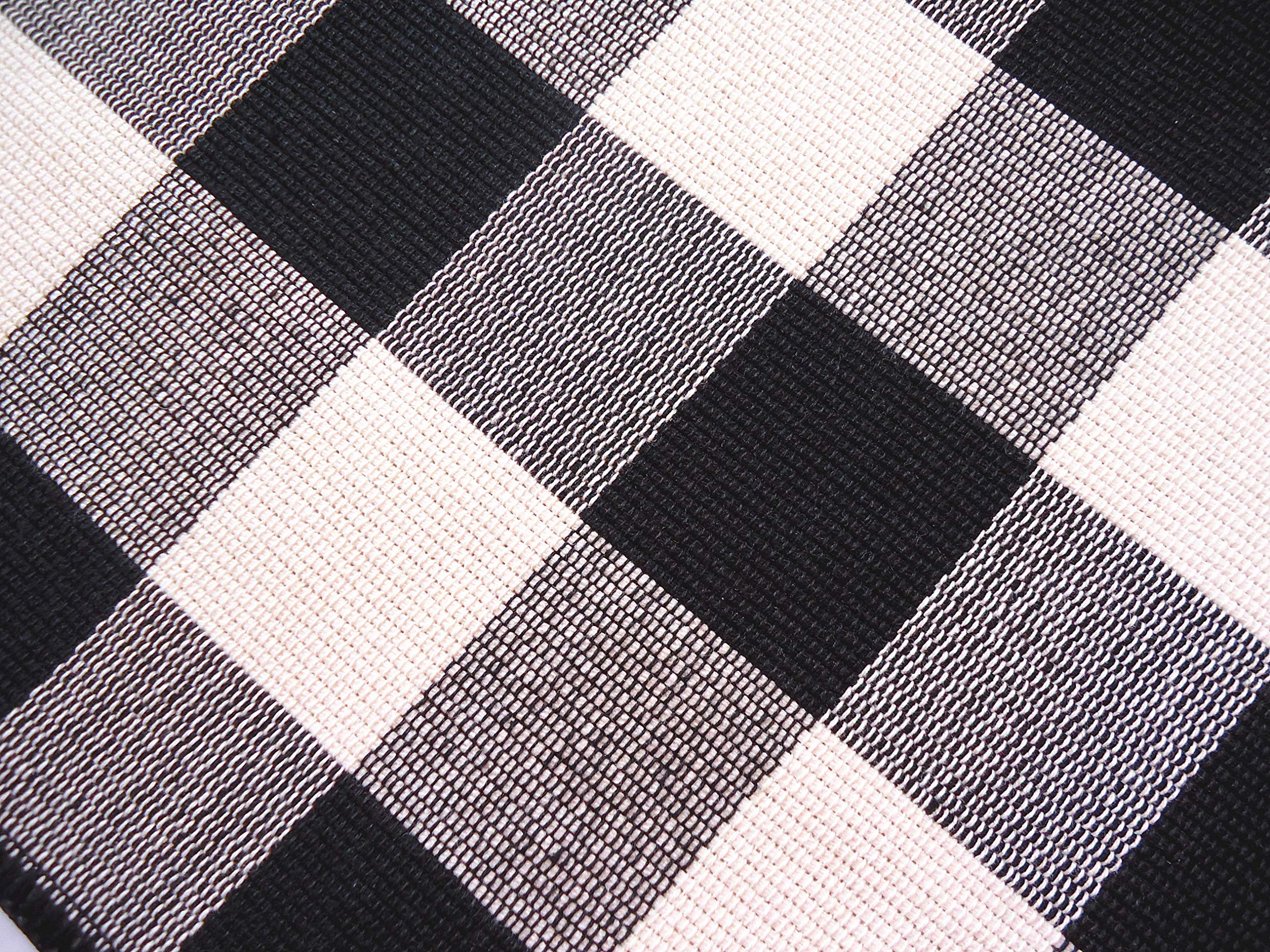 UKELER Set of 6 Buffalo Check Plaid Placemats - 100% Cotton Crossweave Woven Table Mats | Washable, Heat Resistant & Decorative Kitchen Dining Mats (Black & White) for Holiday Dinners, Parties & Everyday Use