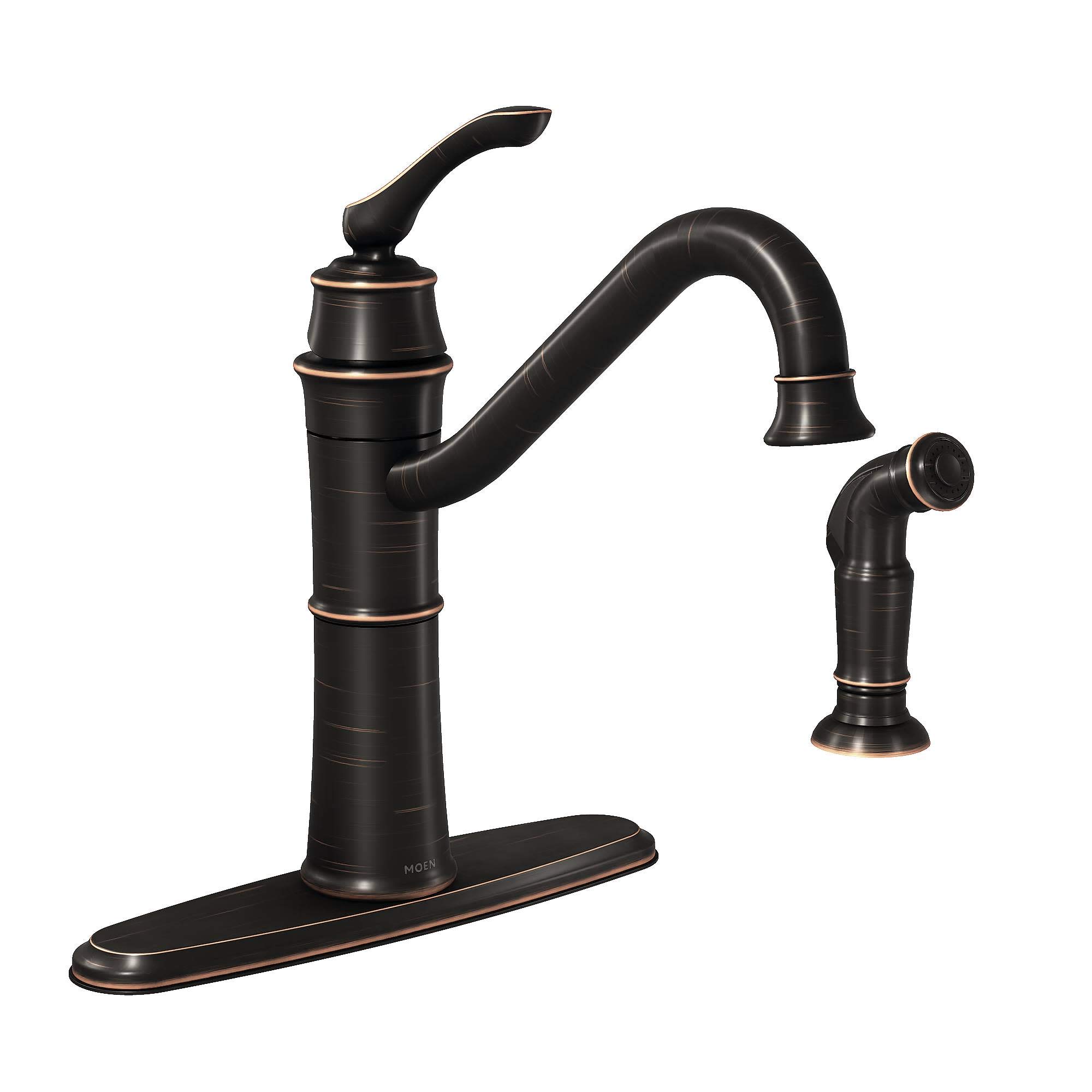 Moen Wetherly Mediterranean Bronze High-Arc Pull-Down Kitchen Faucet with Side Spray - 87999BRB | Modern Touchless Design for Easy Cooking & Dishwashing