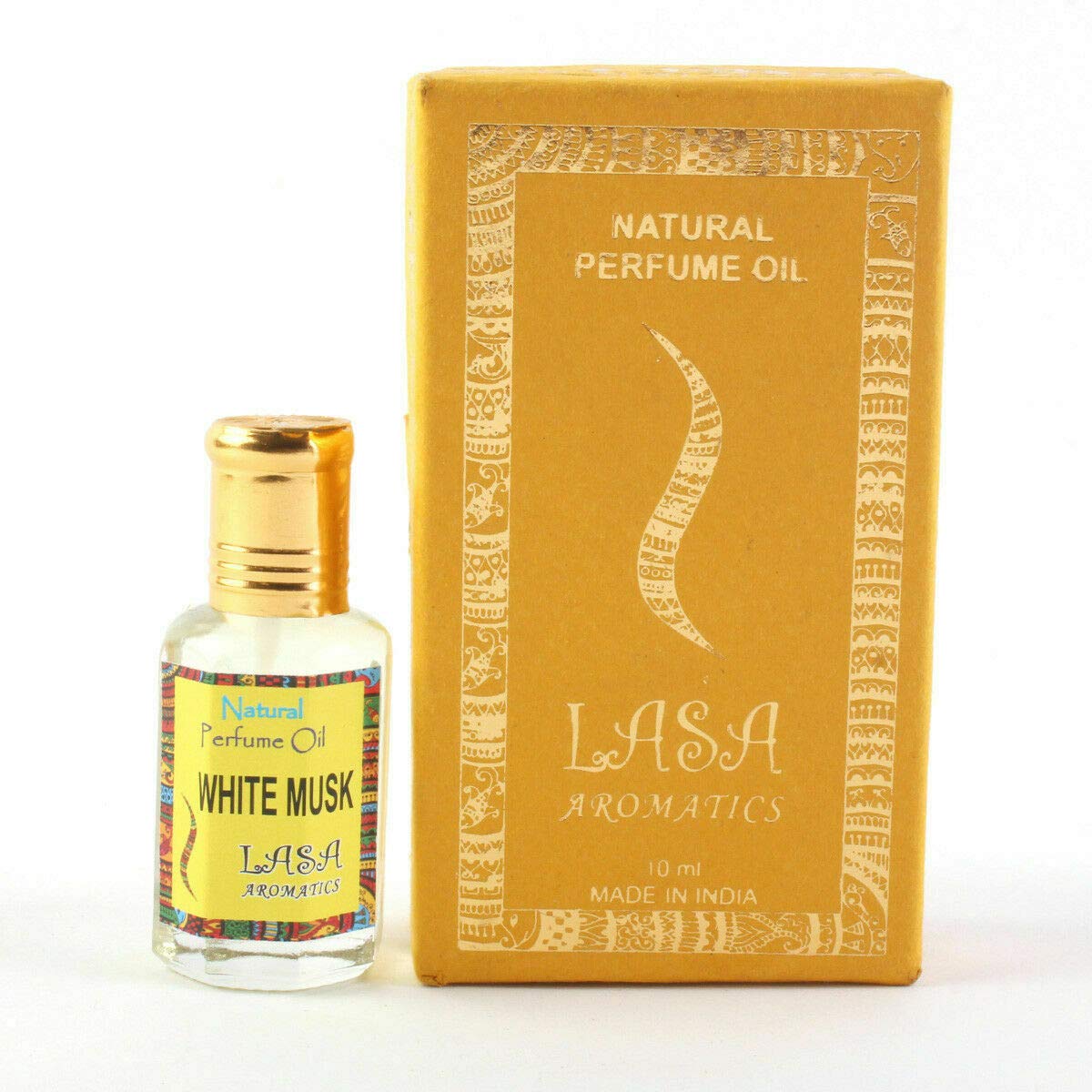 Lasa Aromatic White Musk Perfume Oil - 100% Natural Pure Attar for Women & Men - 10ml Roll-On Bottle - Long Lasting Fragrance for Daily Wear, Special Occasions & Gift Giving