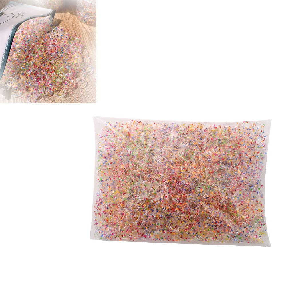 KDGENG 1000pcs Disposable Soft Elastic Hair Ties for Women & Girls - Small Tiny Colorful Hair Rubber Bands, Clear Mini Hair Elastics for Braids, Ponytails & Hairstyling