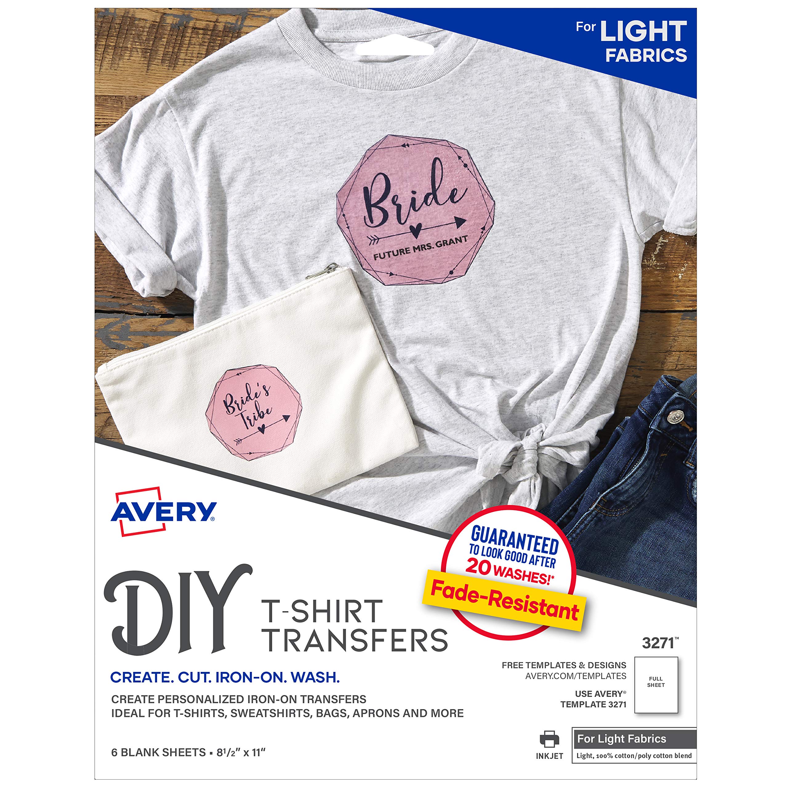 Avery Printable Heat Transfer Paper for Light Fabrics - 8.5