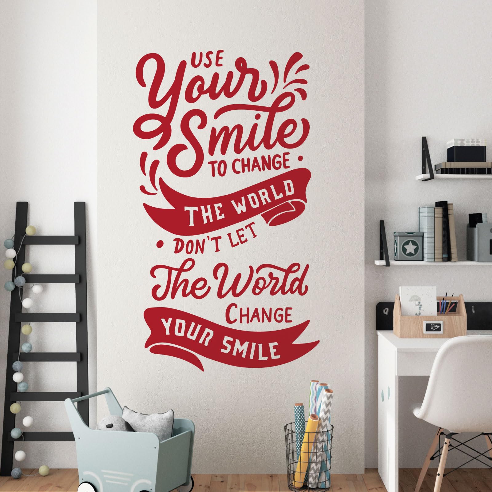Inspirational 'Use Your Smile to Change The World' Wall Decal Sticker - Chocolate Brown Vinyl Quote for Home, Office & Nursery Decor