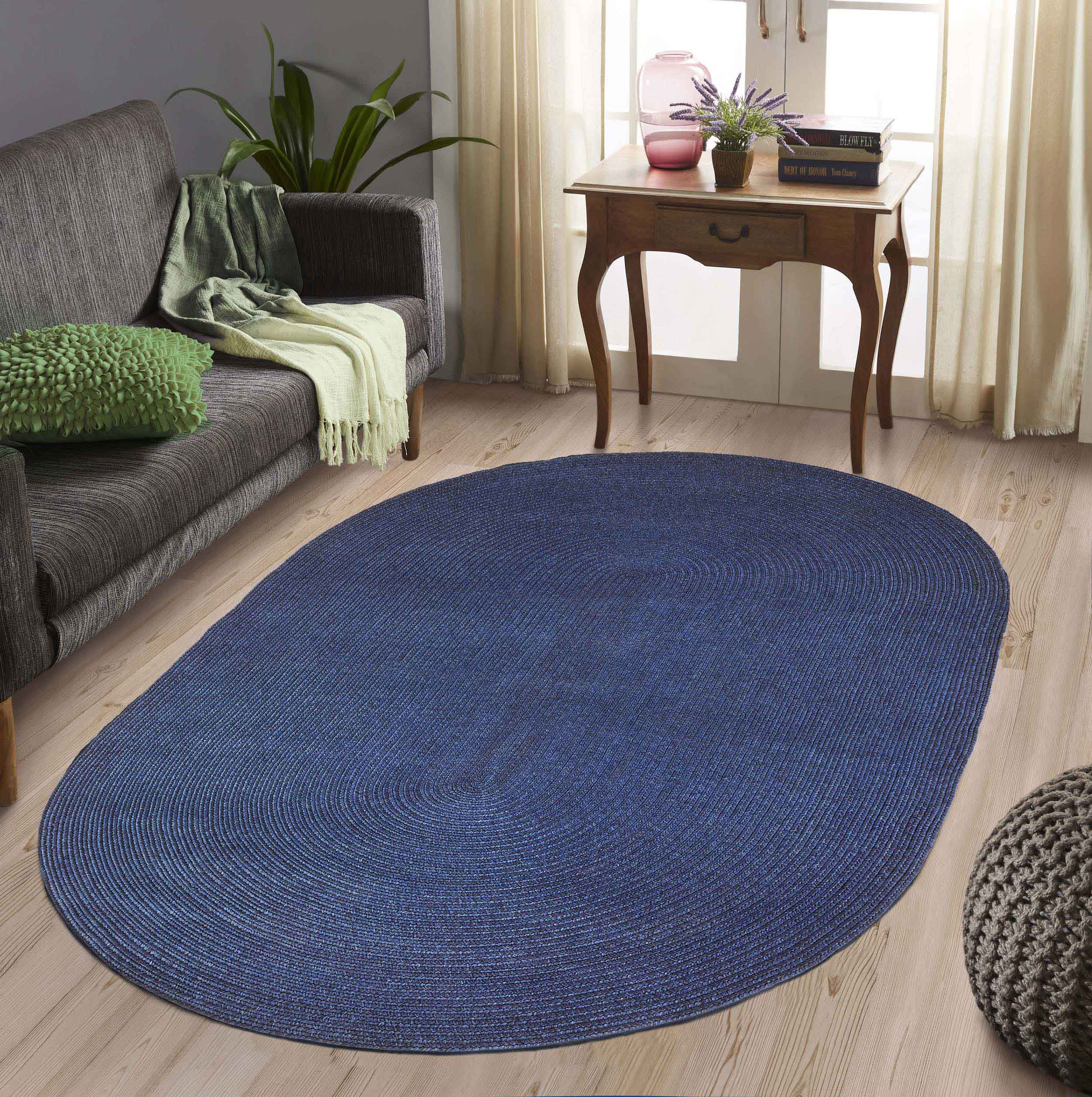 Classic Braided Area Rug - Non-Slip Indoor/Outdoor Oval Rug for Living Room, Bedroom, Patio & Deck - Soft & Durable Home Decor
