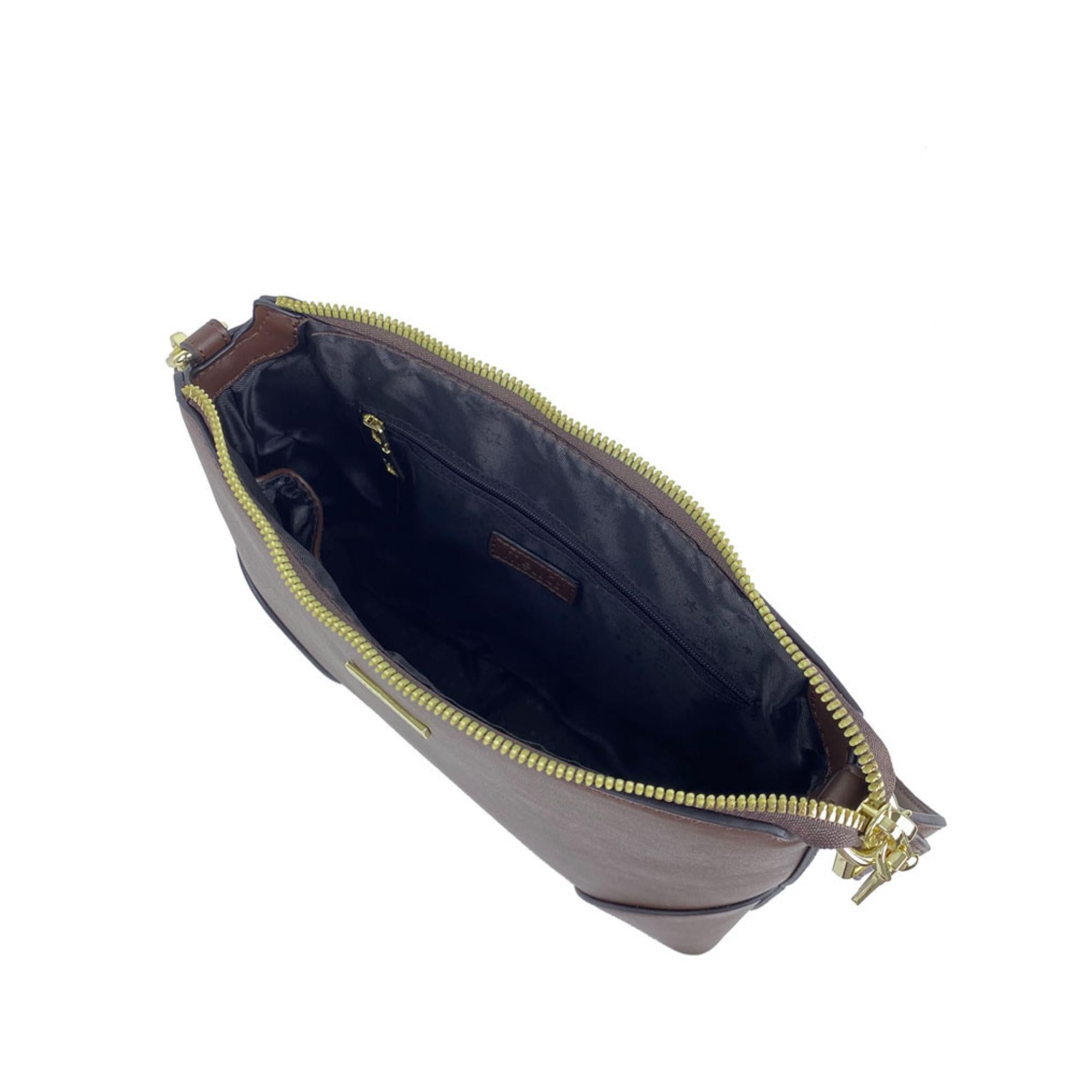 Mel&Co Stylish Faux Leather Crossbody Shoulder Bag for Women - Brown Handbag Perfect for Work, Travel & Everyday Use