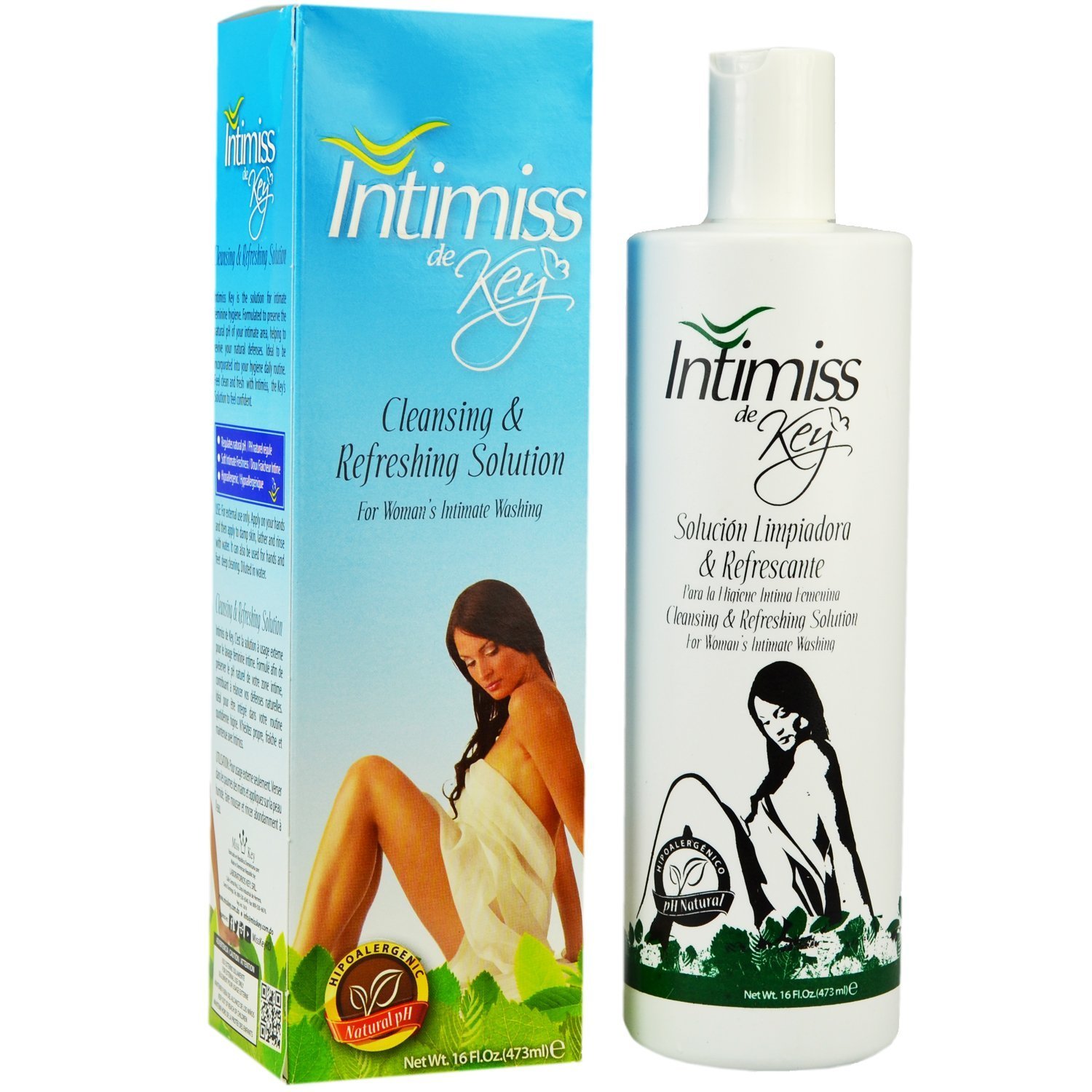Miss KEY Intimiss De Key Cleaning and Refreshing Solution 16 oz - Gentle Feminine Hygiene Wash for Daily Intimate Care & Freshness