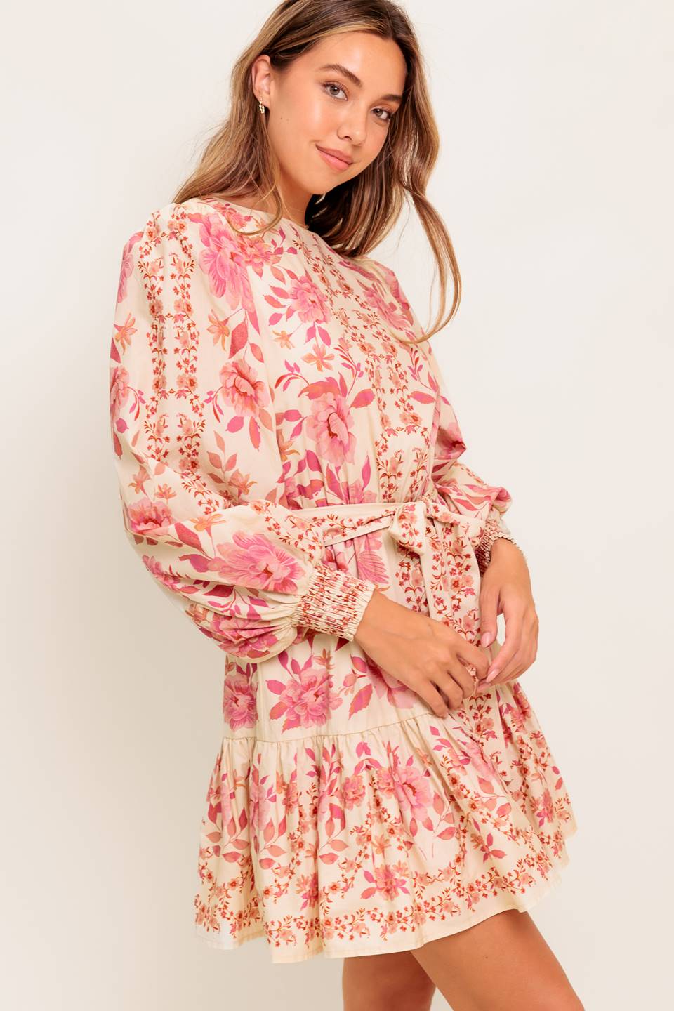 ALANNA Women's Pink Floral Printed Mini Dress - Summer Party, Date Night, Casual Outfit