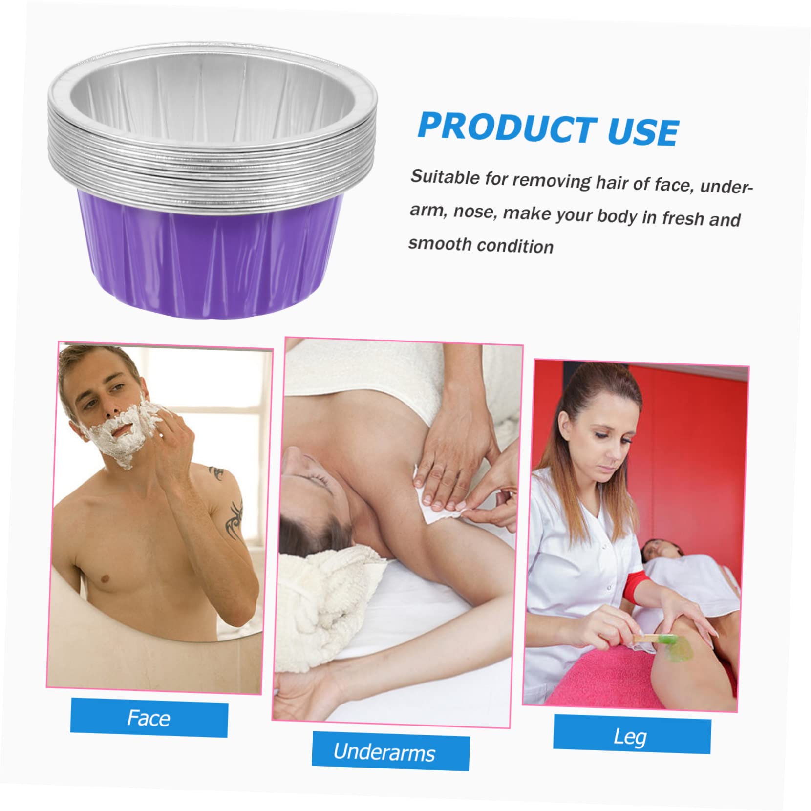 10pcs Reusable Aluminum Foil Wax Melting Bowls - Purple Wax Warmer Liners for Hair Removal & Hard Wax Beads | Perfect for DIY Waxing, Salon Use & Home Spa Treatments
