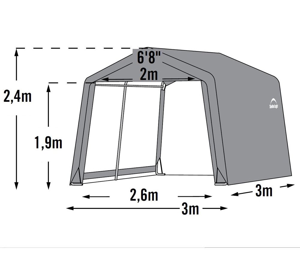 ShelterLogic 10' x 10' All-Season Steel Metal Storage Shed with Waterproof Cover - Heavy Duty Reusable Auger Anchors, Grey - Perfect for Backyard, Garden, Patio & Outdoor Equipment Storage