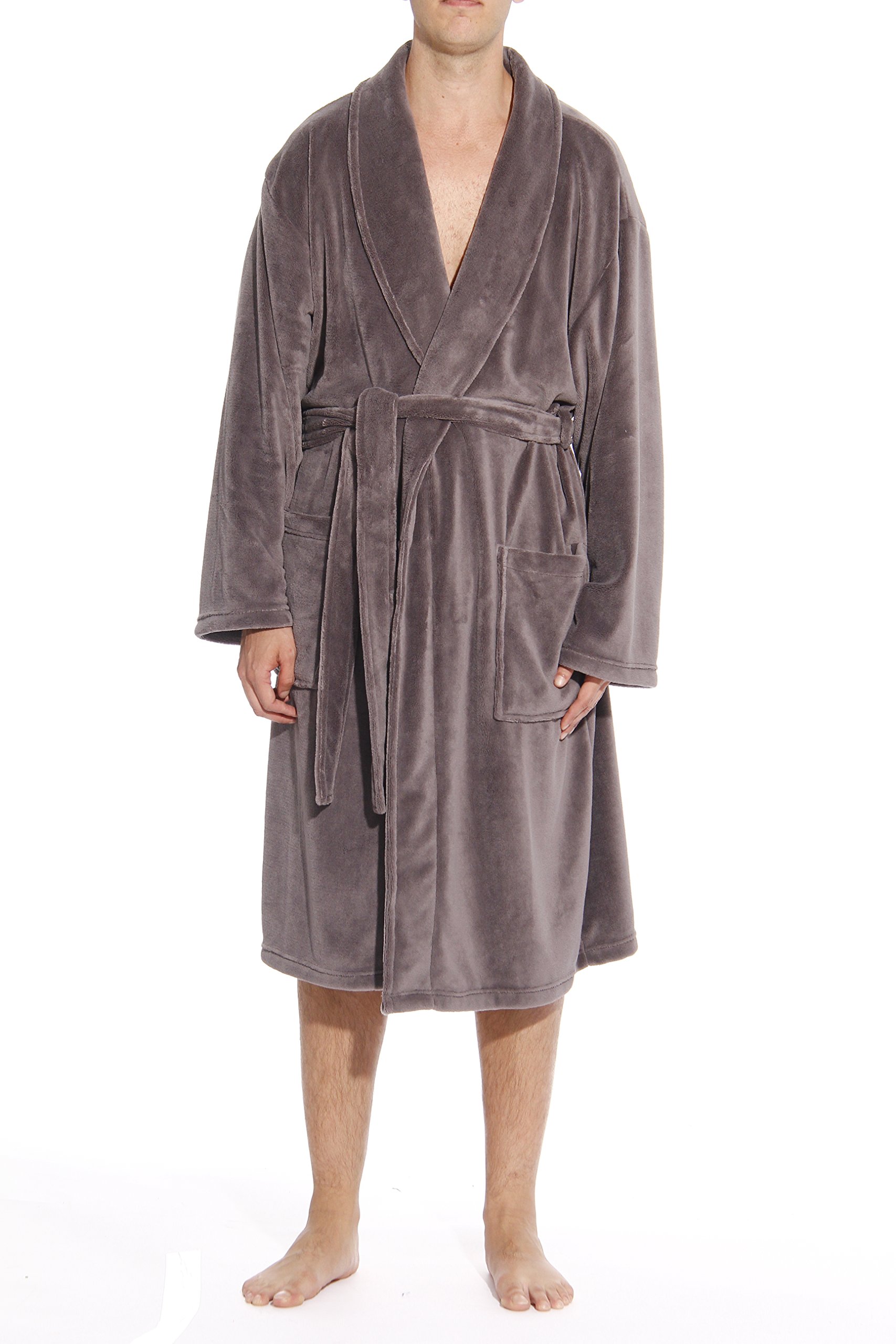 Ultra Soft Plush Robe for Men with Shawl Collar - Cozy Bathrobe for Spa, Lounge & Relaxation at Home