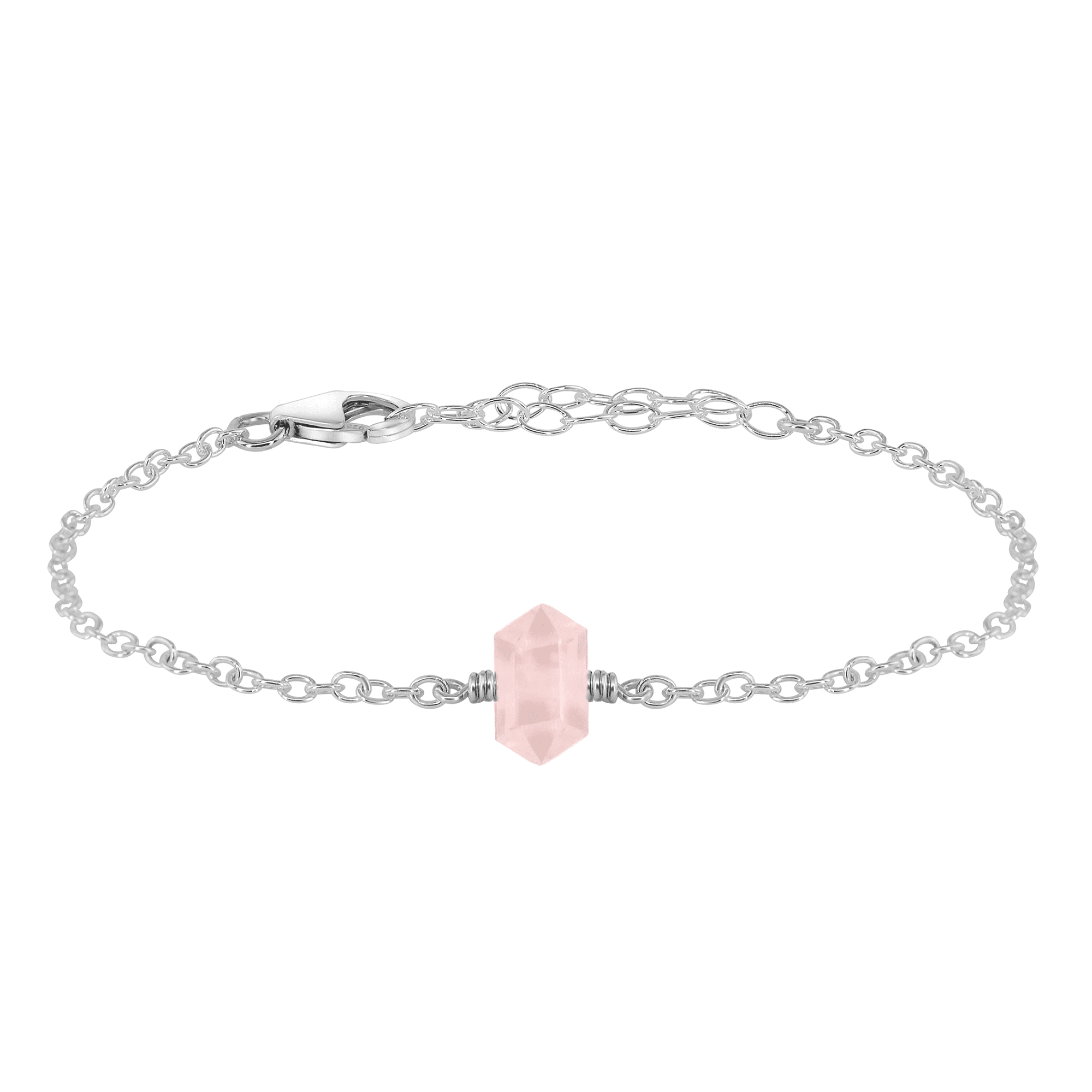 Rose Quartz Double Terminated Mini Crystal Point Bracelet - Healing Stone Jewelry for Women, Natural Gemstone Bracelet for Stress Relief & Positive Energy - Perfect for Meditation, Yoga & Spiritual Gifts