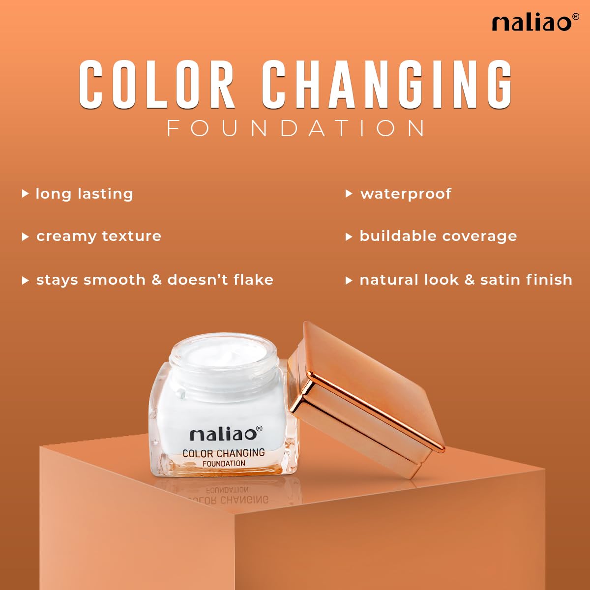 Maliao Color Changing Foundation - Flawless Full Coverage, Adapts to Skin Tone, Lightweight & Long-Lasting Hydrating Makeup (30g) | Perfect for Daily Wear, Special Occasions & Photography