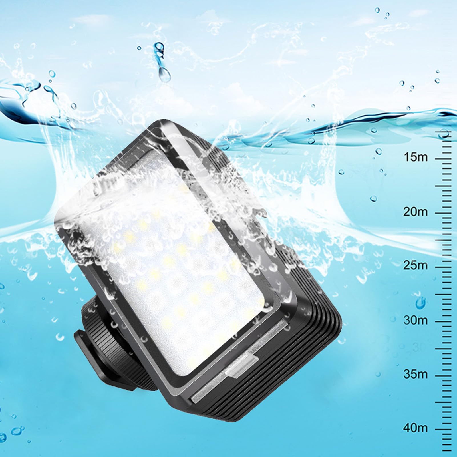 40m RGB Video Light with 3 Lighting Modes | 40 LED Beads 2500-9000K Adjustable | Portable Camera Light for Live Streaming, Photography & Diving | Perfect for YouTube, TikTok & Underwater Videography