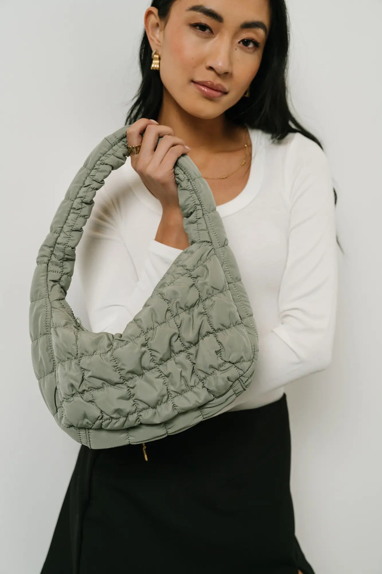 Julia Quilted Crossbody Bag in Sage Green - Stylish Women's Shoulder Purse for Work, Travel & Everyday Use