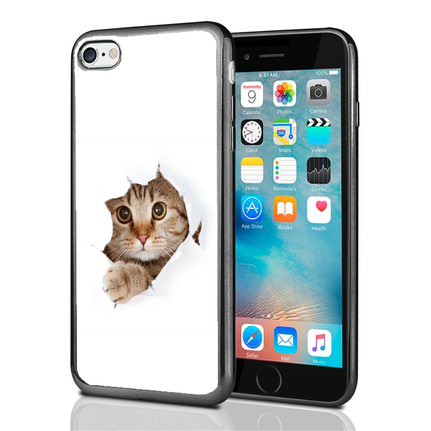 Funny Cat Ripping Paper Design iPhone 7 & iPhone 8 Case - Durable Protective Cover for iPhone 7 (2016) & iPhone 8 (2017) - Perfect Gift for Cat Lovers & Office Stress Relief
