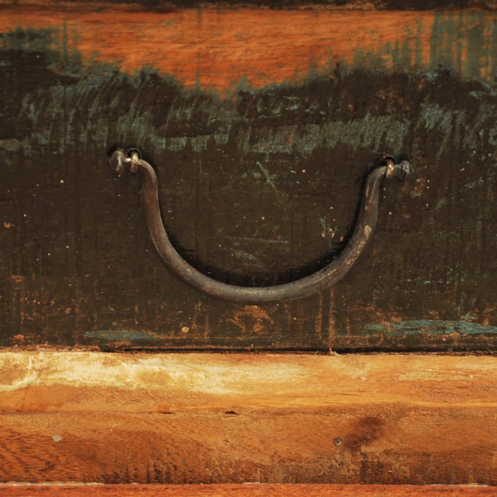 Antique-Style Reclaimed Solid Wood Coffee Table with Storage | Handmade Craftsmanship & Iron Knobs | Brown Rustic Living Room Furniture for Home Decor
