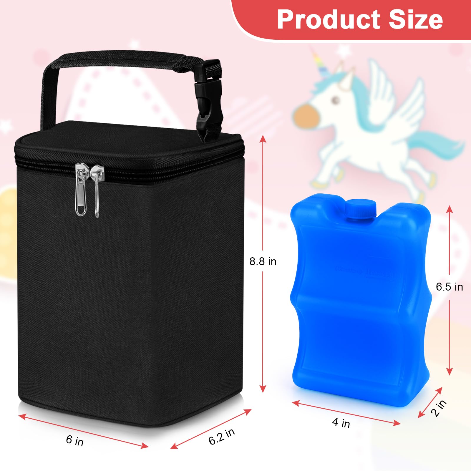 **Accmor Insulated Breastmilk Cooler Bag with Ice Pack - Portable Baby Bottle Cooler for Nursing Moms, Daycare & Travel - Fits 4 Large 8oz Bottles - Perfect for On-the-Go, Work, or Outdoor Activities (Black)**