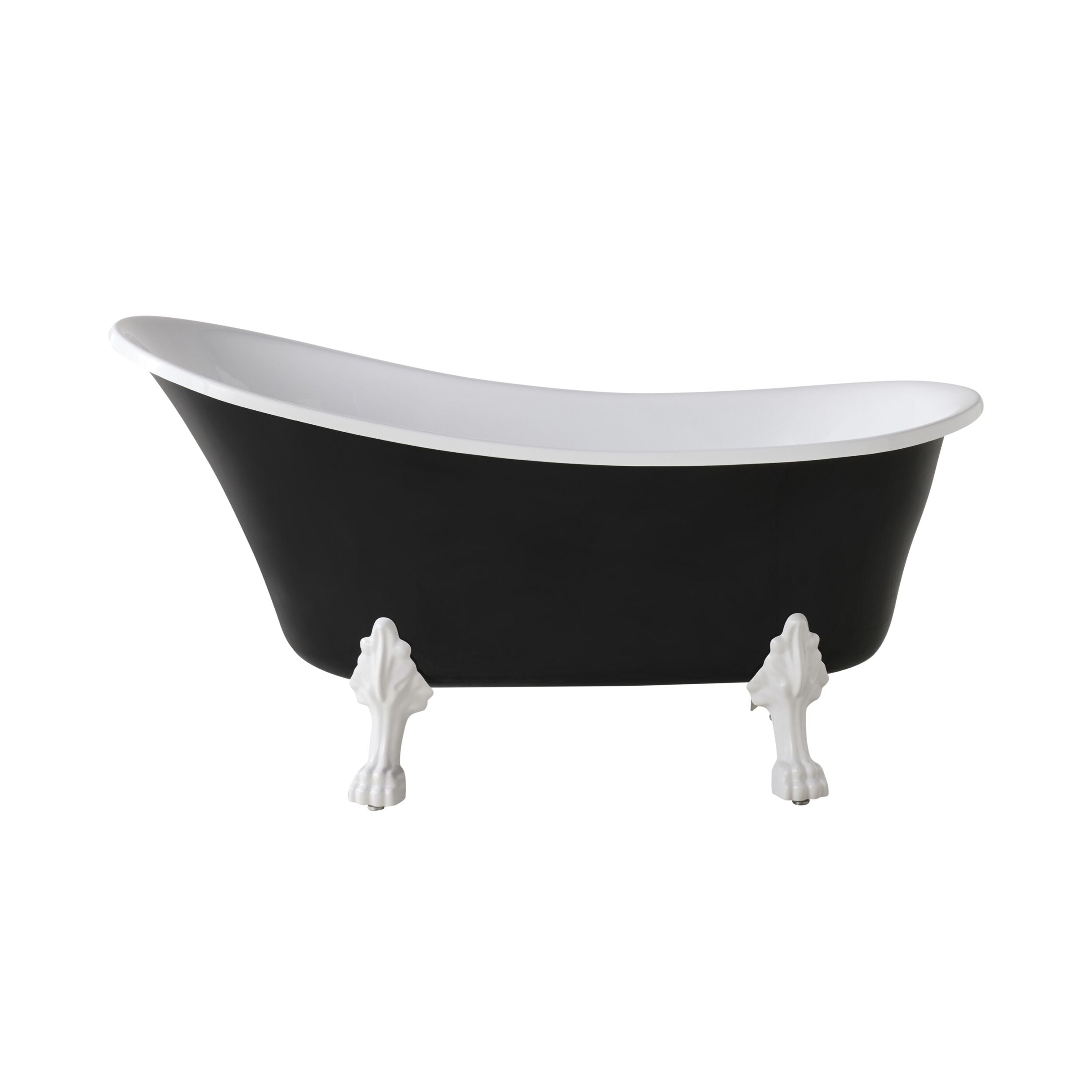 Alto Black Bath Tub 1520mm with White Feet - Freestanding Soaking Bathtub for Modern Bathroom, Spa Relaxation & Luxury Home Decor