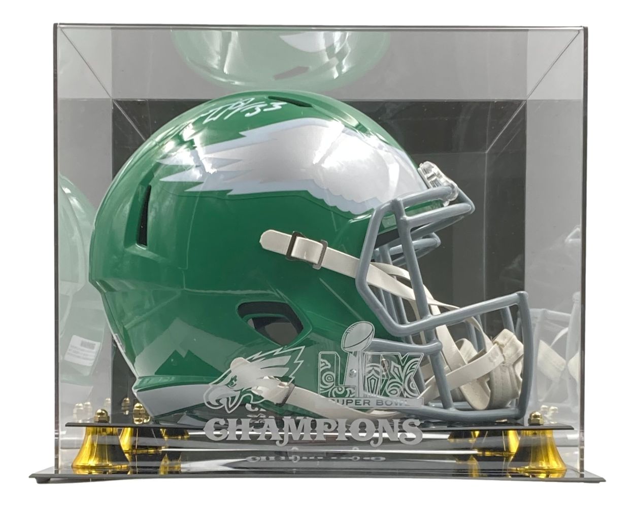Cooper DeJean Autographed Philadelphia Eagles Kelly Green Replica Football Helmet with Super Bowl LIX Case - Perfect for Eagles Fans, Collectors & Game Room Decor